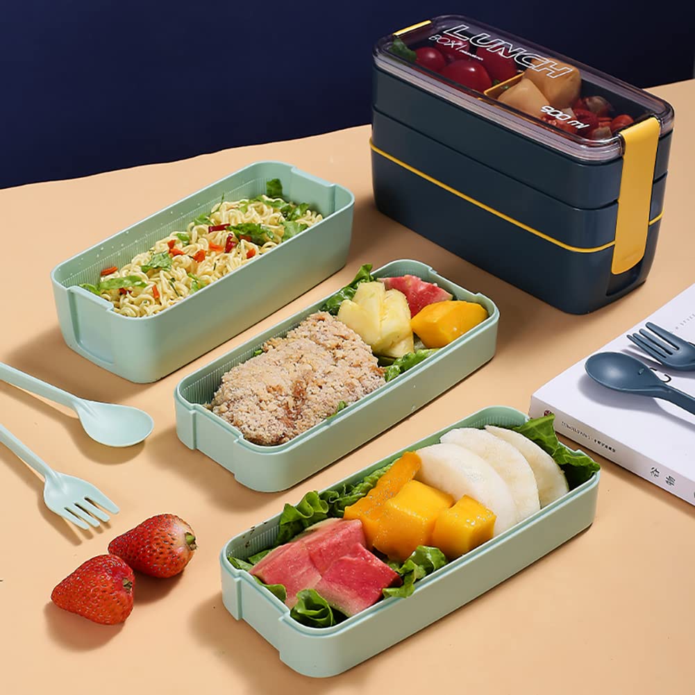 Iteryn 3-in-1 Compartment Bento Box - Eco-Friendly Wheat Straw Lunch Container with Leakproof Lid | Perfect for Meal Prep, School Lunches & Office Work | Microwave & Dishwasher Safe
