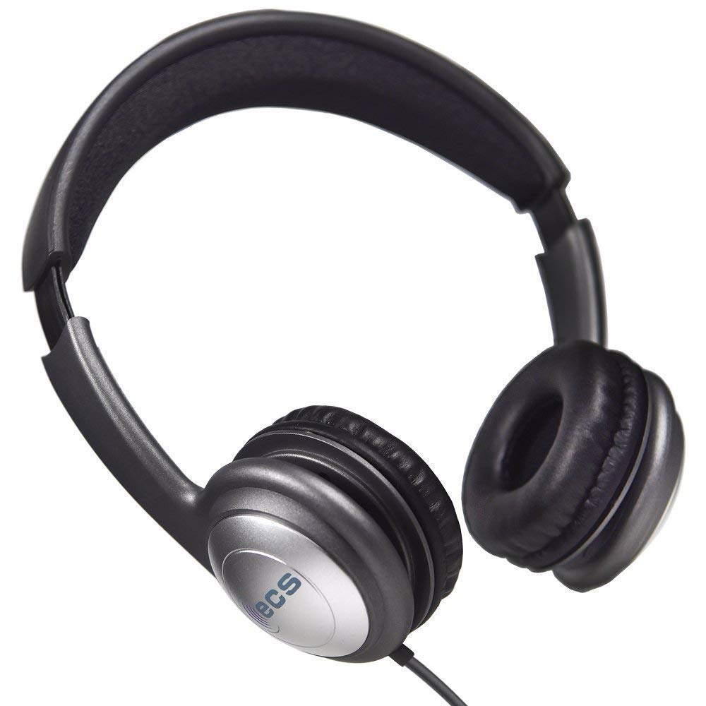 ECS WordSlinger USB Transcription Headset with Leatherette Cushions & Volume Control - Professional Medical Transcriber Headphones for Doctors, Transcriptionists & Office Work