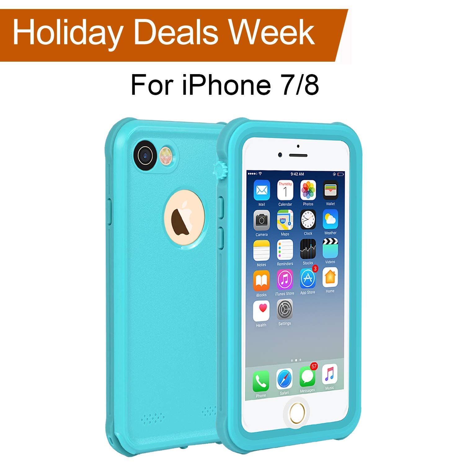 Waterproof Shockproof Dirtproof Snowproof Phone Case for iPhone 8/7 - Wireless Charging Compatible Full Protection Case (Blue) - Perfect for Outdoor Activities, Sports & Daily Use