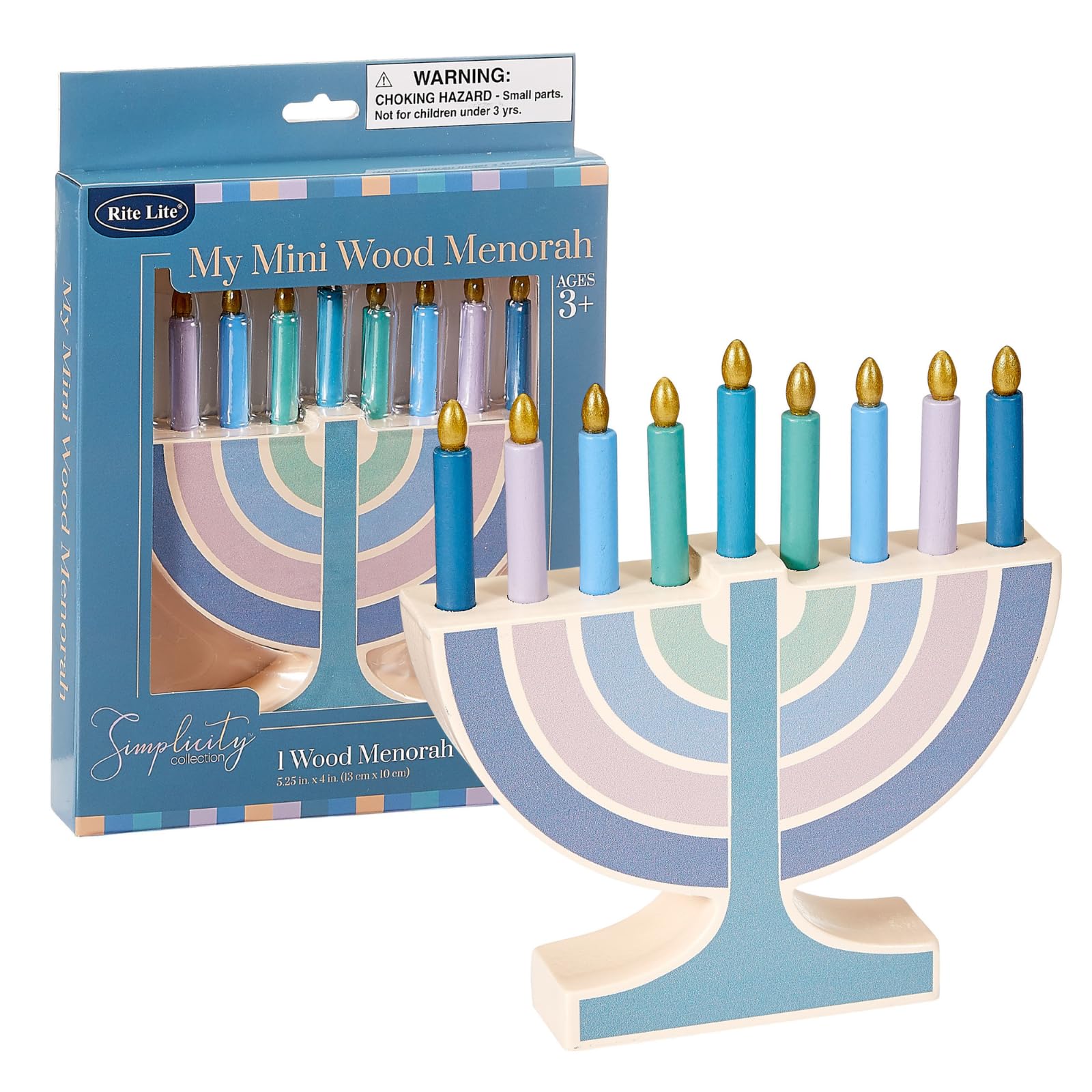 Rite Lite My Play Wooden Menorah with Removable Candles - Colorful Hanukkah Menorah for Kids, Jewish Holiday Decor, Hanukkah Gifts for Children, Party Favors (Pastel) - Perfect for Home Celebrations, Classroom Activities & Holiday Centerpieces