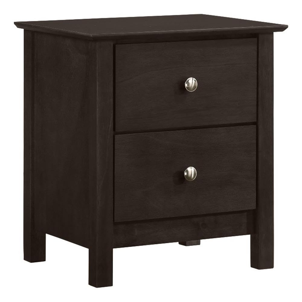 Gemini Solid Wood Nightstand with 2 Drawers - Classic Merlot Finish for Bedroom & Living Room Furniture - Perfect for Storage & Decor