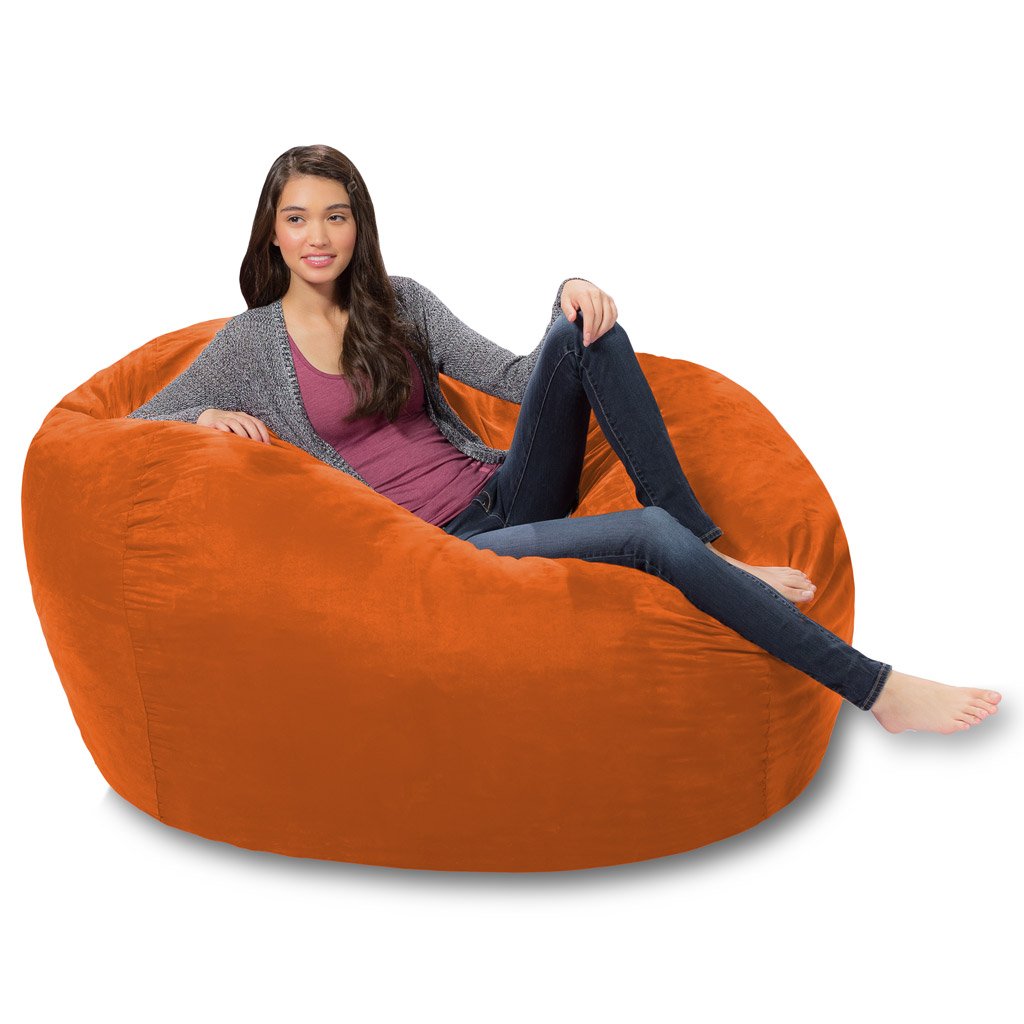 Premium Memory Foam Bean Bag Chair - Ultra Soft Micro Suede Orange Lounge Chair for Adults & Teens - Perfect for Gaming, Relaxing, Dorm Room & Living Room Decor