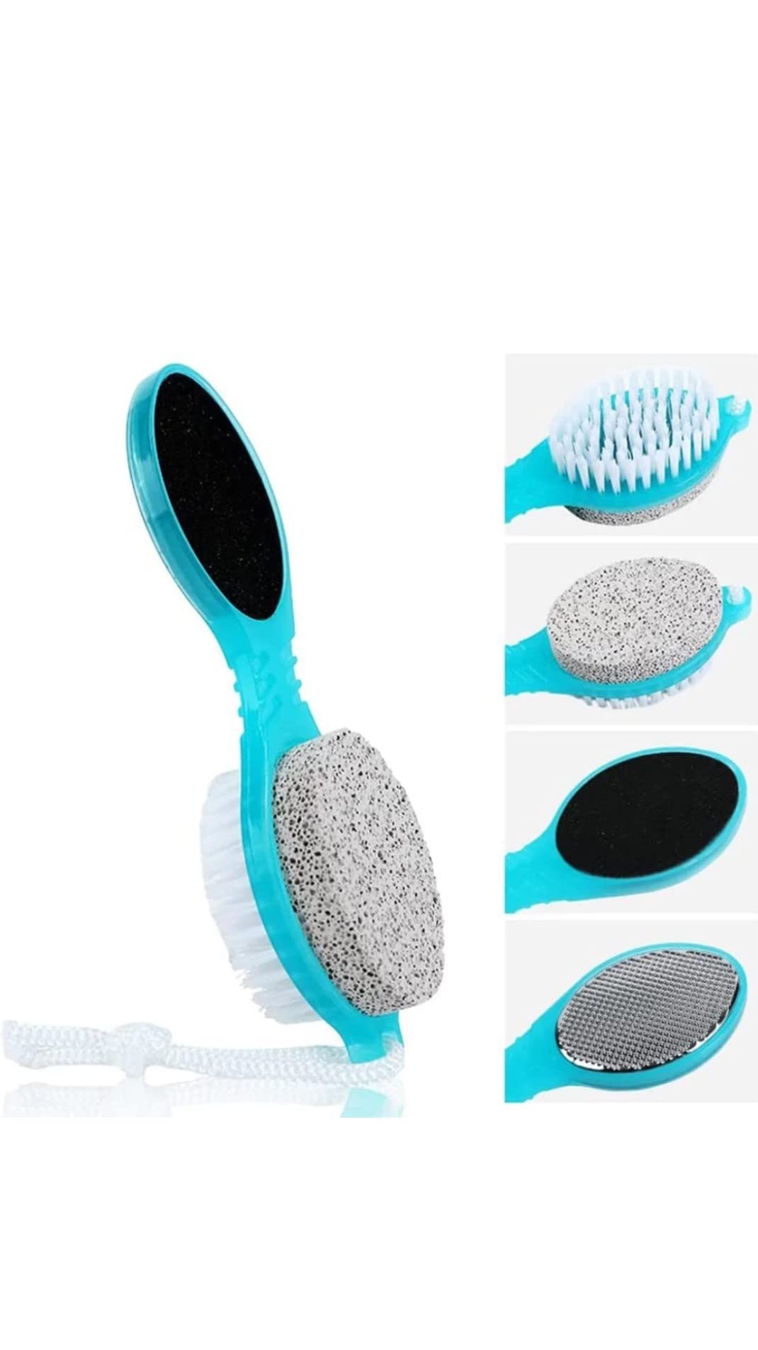 Jackcleen 4-in-1 Foot File & Pedicure Set with Manicure Brush - Multi-Use Pedicure Paddle for Cleansing, Scrubbing, Filing & Buffing (Blue) - Perfect for Home Pedicure & Foot Care Routine