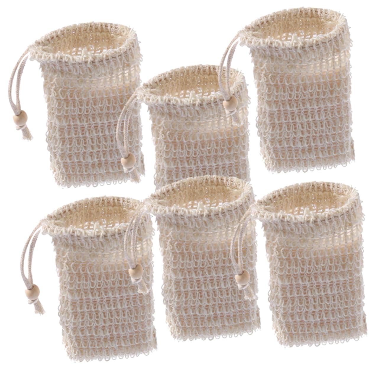 6-Pack Ramie Mesh Soap Saver Bags for Bar Soap - Gentle Exfoliating Wash Cloth, Makeup Remover & Face Cleansing with Drawstring Design - Perfect for Shower, Travel & Eco-Friendly Bathroom Use