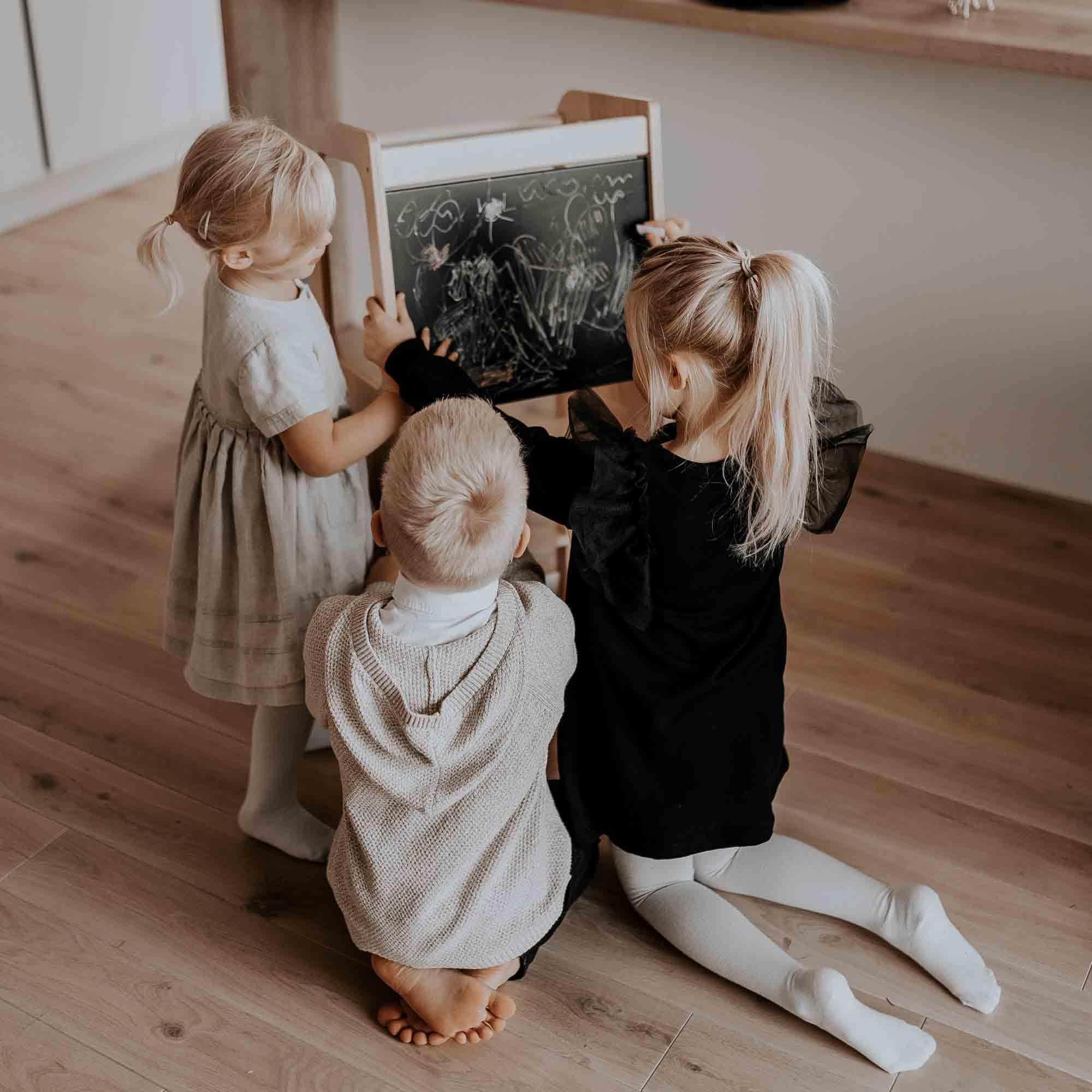 Adjustable Montessori Kitchen Tower for Toddlers - Safe Learning Step Stool with Chalkboard - Perfect for Baking, Cooking & Playtime - Kids Activity Helper for Kitchen Counter Access