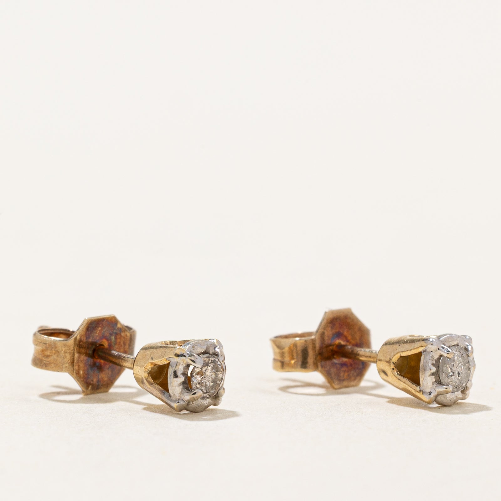 10K Gold Illusion Set Diamond Stud Earrings | 0.12ctw Round Cut | Hypoallergenic & Durable | Perfect for Everyday Wear, Gifts & Special Occasions