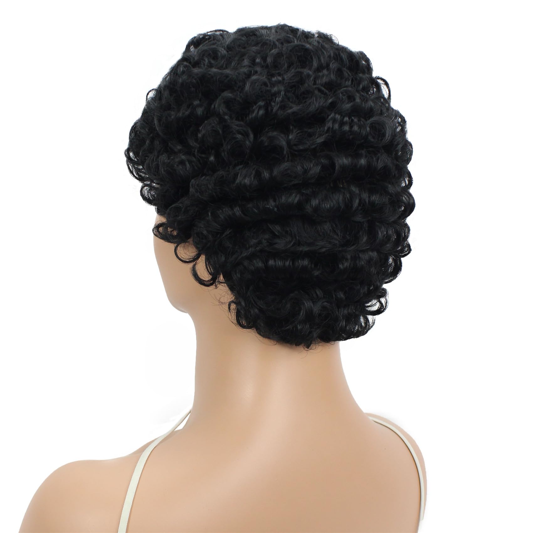 Aimole Women's Synthetic Wig - Natural Looking Mid-Length Curly Blonde Hair Wig (#1B Black) | Perfect for Cosplay, Halloween, Daily Wear & Fashion Styling