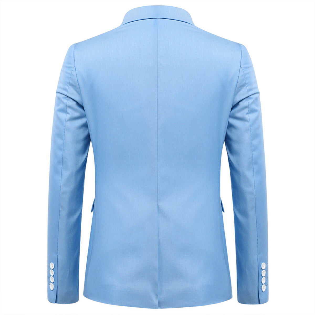 3 Piece Slim Fit Solid Color Sky Blue Men's Formal Suit Set - Perfect for Weddings, Business Meetings & Special Occasions