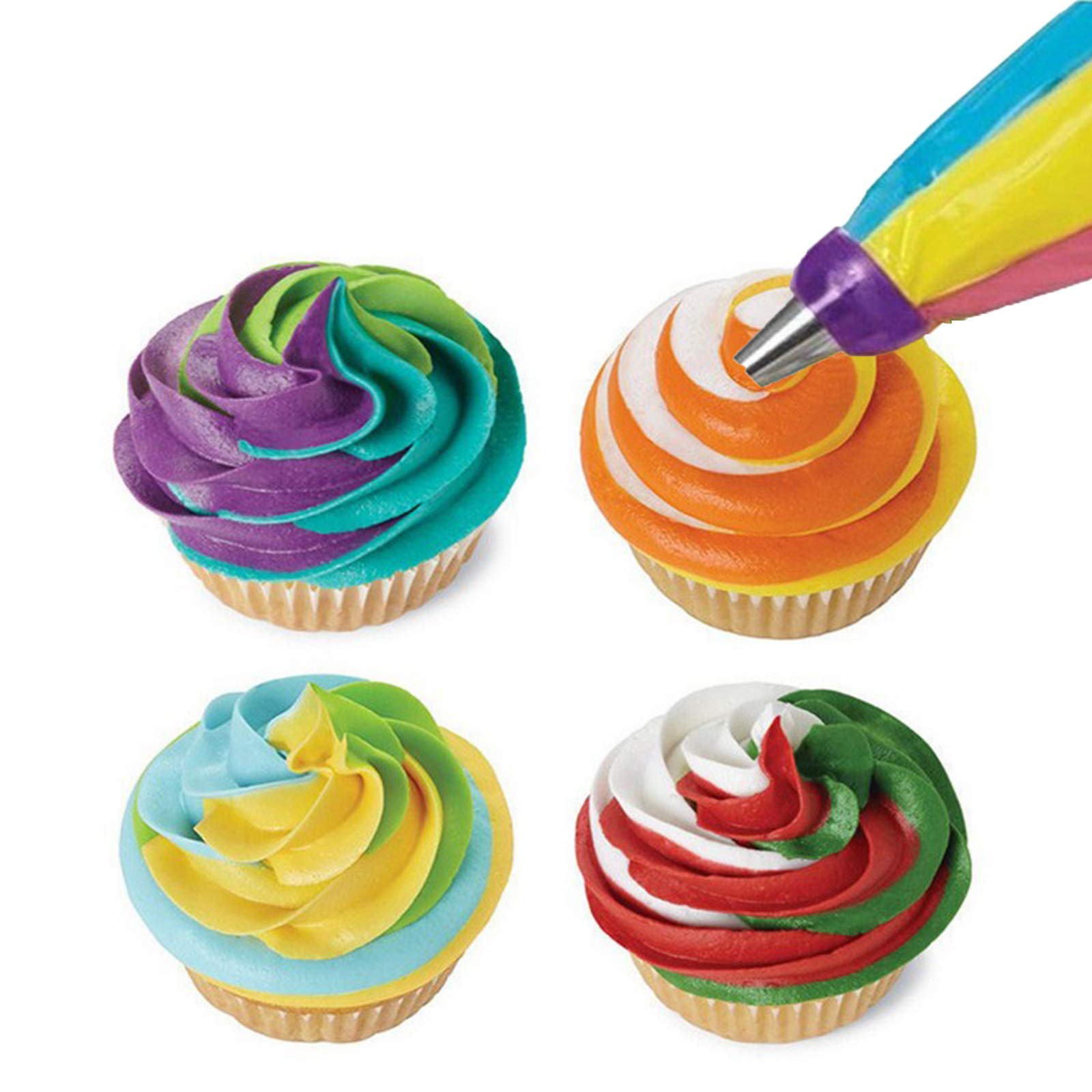 Hofumix Russian Piping Tips Set - 12 Professional Cake Decorating Nozzles with Couplers for Buttercream, Fondant & Icing - Perfect for Birthday Cakes, Wedding Cakes & Cupcake Decorating (Green)