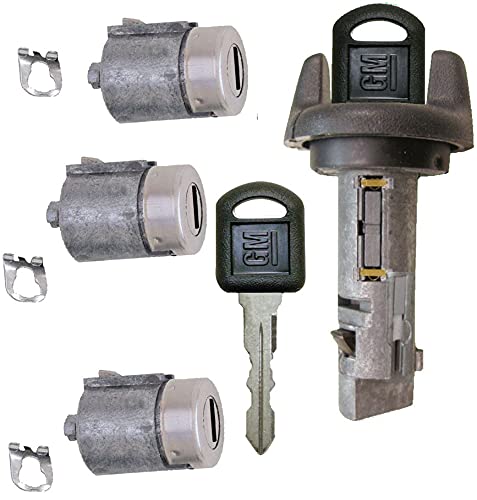 Chevy GMC OEM 95-97 Ignition Key Switch Cylinder & Door Lock Set with 2 Keys - Replacement for Chevy Silverado, GMC Sierra, Tahoe, Suburban - Perfect for Car Lock Repair & Key Replacement