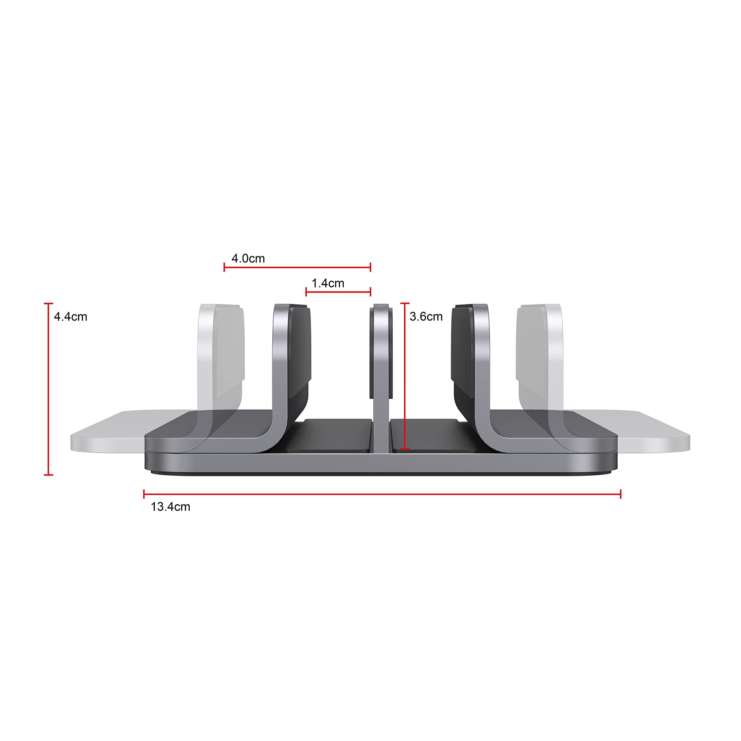 Dual Aluminum Vertical Laptop Stand Organizer - Sturdy Notebook Computer Holder for MacBook Air/Pro, Mac Mini, iPad Pro & Apple TV (Space Gray) | Perfect for Home Office, Desk Organization & Space Saving