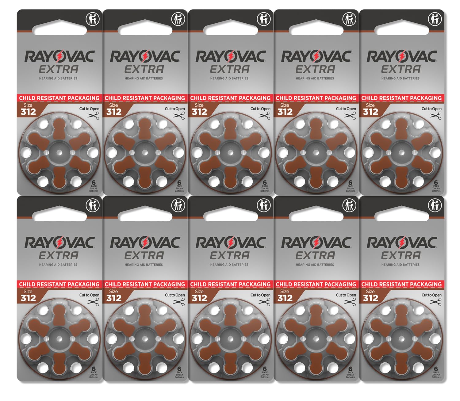Rayovac Extra Hearing Aid Batteries Size 312 - 60 Pack | Long-Lasting Mercury-Free Zinc-Air 1.45V Batteries for Hearing Aids | Perfect for Travel, Daily Use & Emergency Backup