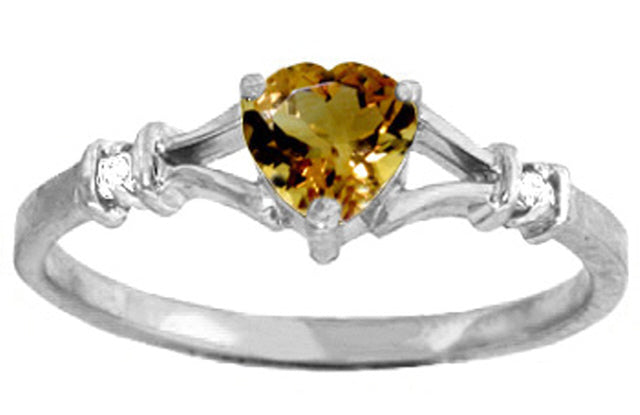 0.47 Carat 14K Solid Yellow Gold Rings with Natural Diamond & Citrine - Elegant Birthstone Jewelry for Women, Perfect for Anniversary Gifts, Valentine's Day & Special Occasions