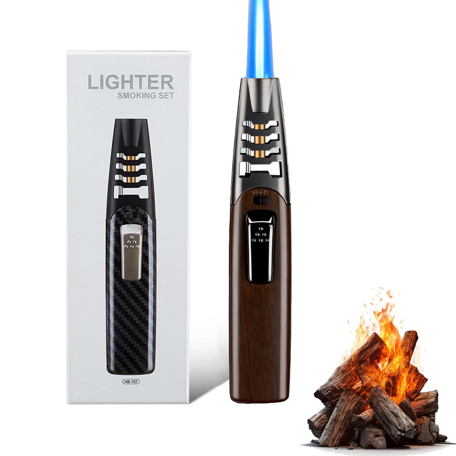 Fire Blaze Electric Lighter - Dual Arc Torch (Gray/Walnut) for Camping & BBQ