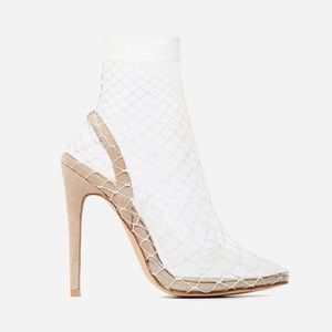 Sexy Fishnet Nude Heels for Women - Strappy Stiletto High Heels with Ankle Strap - Perfect for Night Out, Club Party, and Date Night