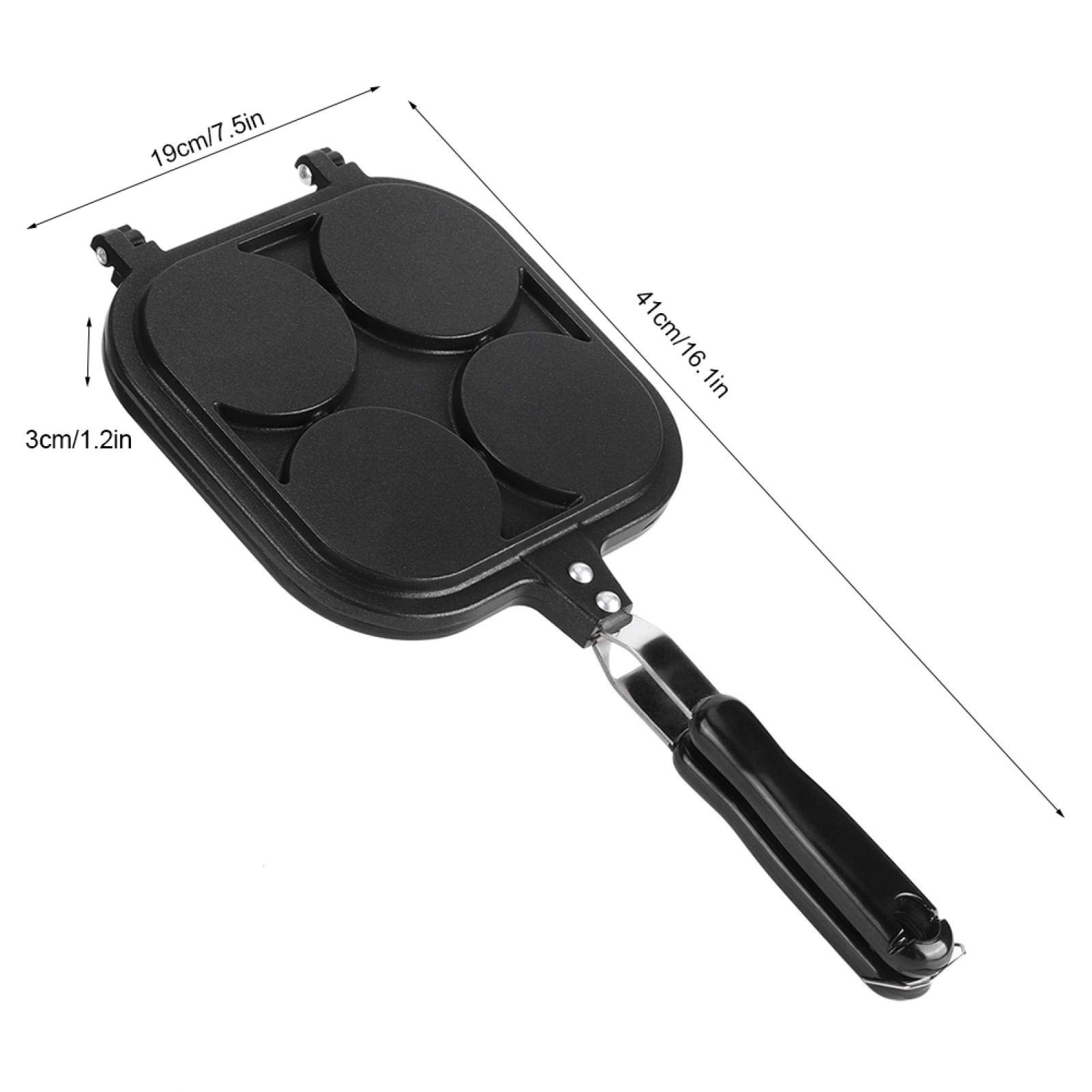 Oumefar Square Waffle Maker - 4 Hole Non-Stick Double-Sided Pancake Pan with Cute Animal Patterns - Perfect for Breakfast, Brunch & Bakery - Ideal for Home, Cafe & Restaurant Use