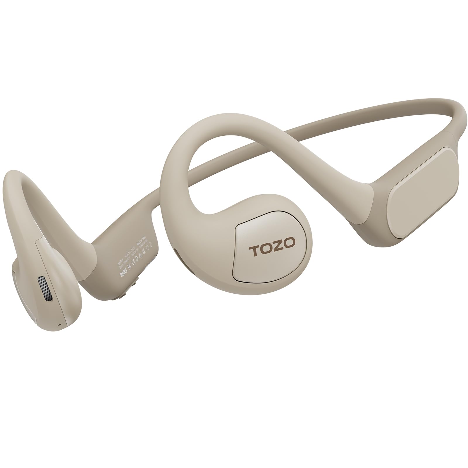 TOZO Upgraded Open Ear Bluetooth 5.3 Wireless Headphones - Air Conduction Sport Earbuds with Premium Sound, 32 EQ Modes via APP, Dual-Mic Noise Cancelling for Calls - Comfortable Hairband Design for Cycling, Running, Workouts & Outdoor Activities