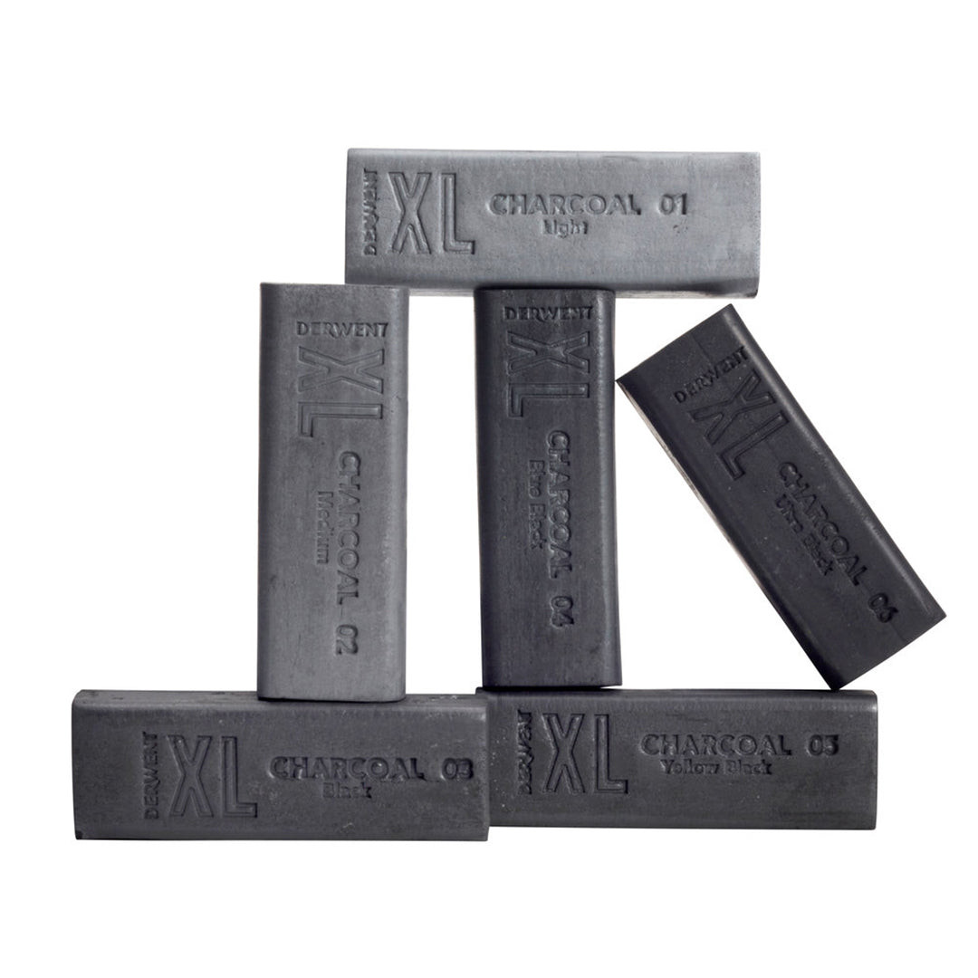 Derwent Charcoal XL Block Tin of 6 - Premium Artist Drawing Charcoal for Sketching & Shading - Perfect for Professional Artists & Art Students - Ideal for Portraits, Landscapes & Still Life Drawings