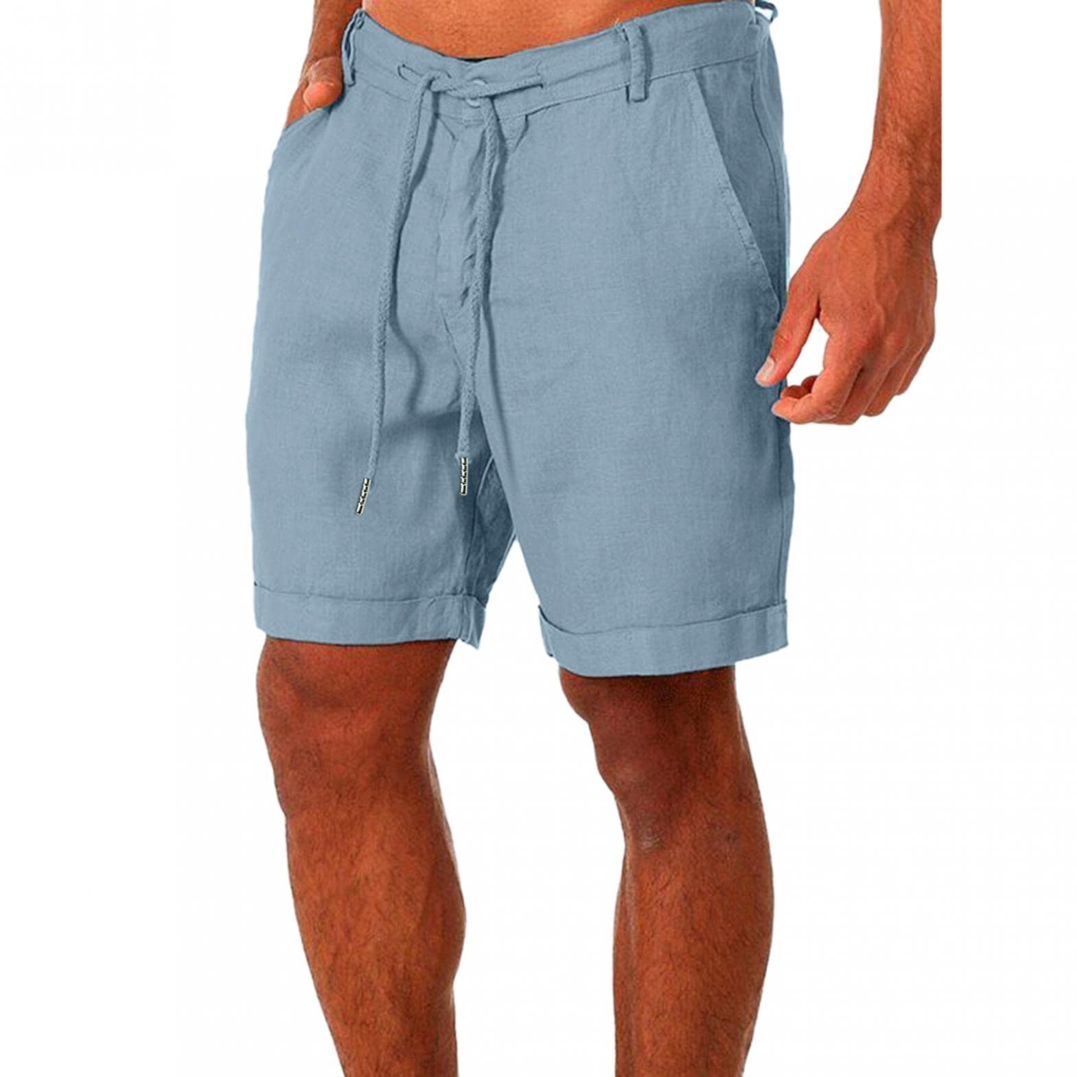 Men's 7 Inch Inseam Workout Shorts - Breathable Linen Running & Training Shorts with Elastic Waist & Drawstring | Perfect for Gym, Jogging & Casual Wear