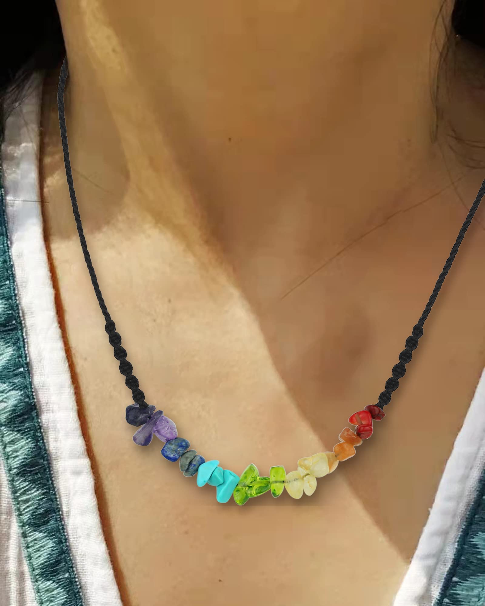 SmileBelle Adjustable Chakra Jewelry Set - Boho Crystal Necklace, Bracelet & Anklet for Women | Spiritual Healing, Yoga Meditation Accessories | Perfect Birthday Gift for Her