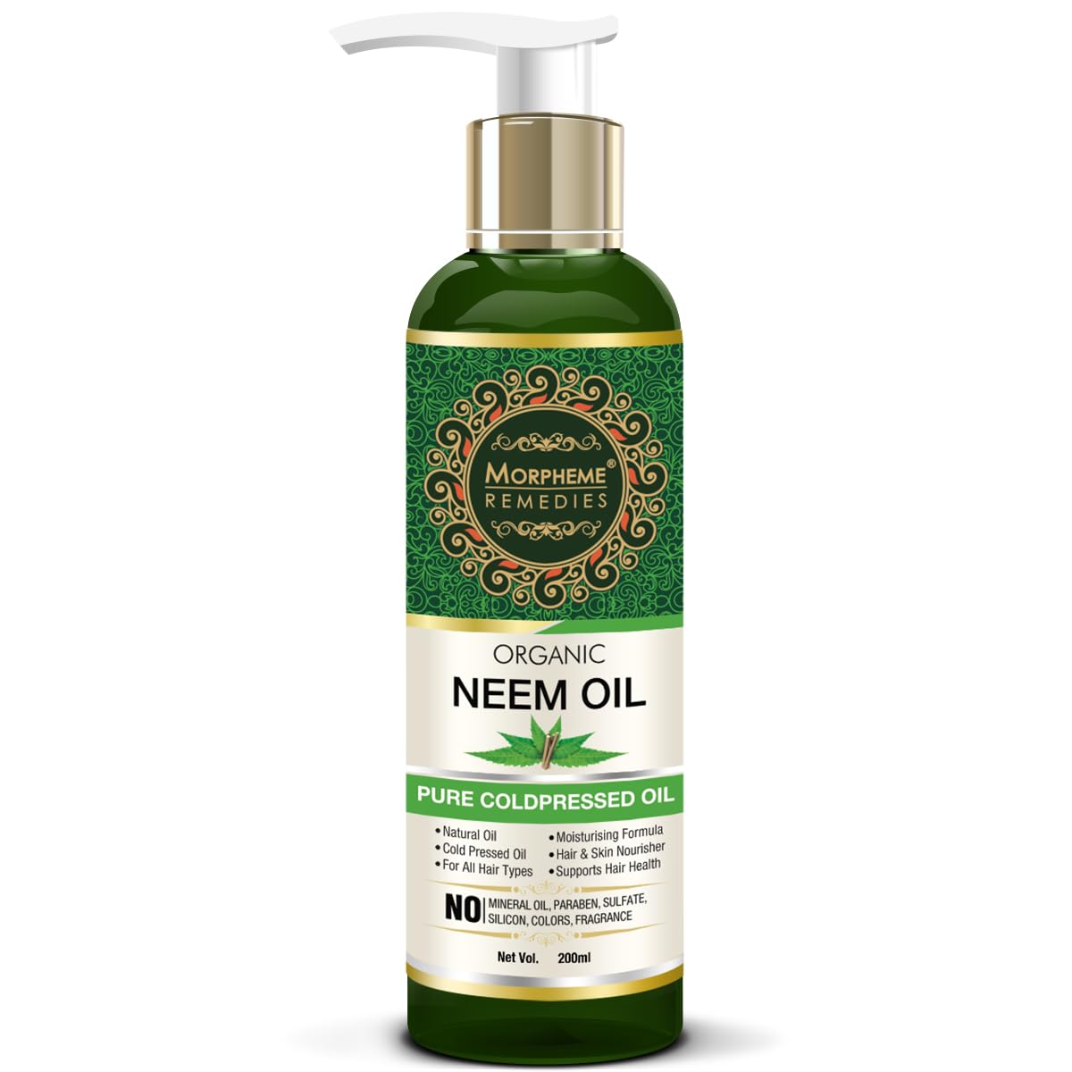 Pure Organic Neem Oil Cold-Pressed for Hair & Skin Care - 200ml | Natural Scalp Treatment & Skin Moisturizer | Perfect for Dry Scalp, Dandruff, Acne & Eczema Relief