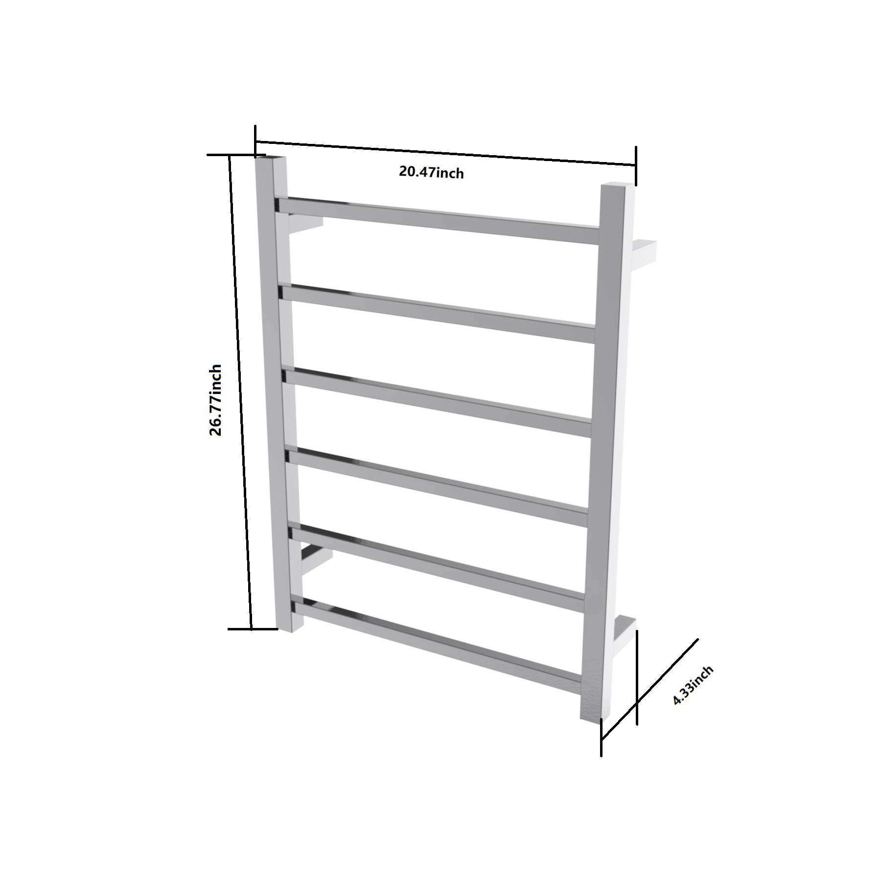 Stainless Steel Heated Towel Warmer Rail - Square Bar Design with Hardwired Kit for Bathroom (Brushed Nickel) | Fast Warming Towel Rack for Spa, Luxury Hotels & Cozy Home Bathrooms