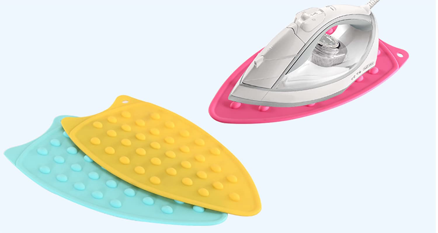 YICBOR 2-Pack Heat Resistant Silicone Iron Rest Pads for Ironing Boards & Mats - Non-Slip, Durable, Grey - Perfect for Home Laundry, Sewing & Fabric Care