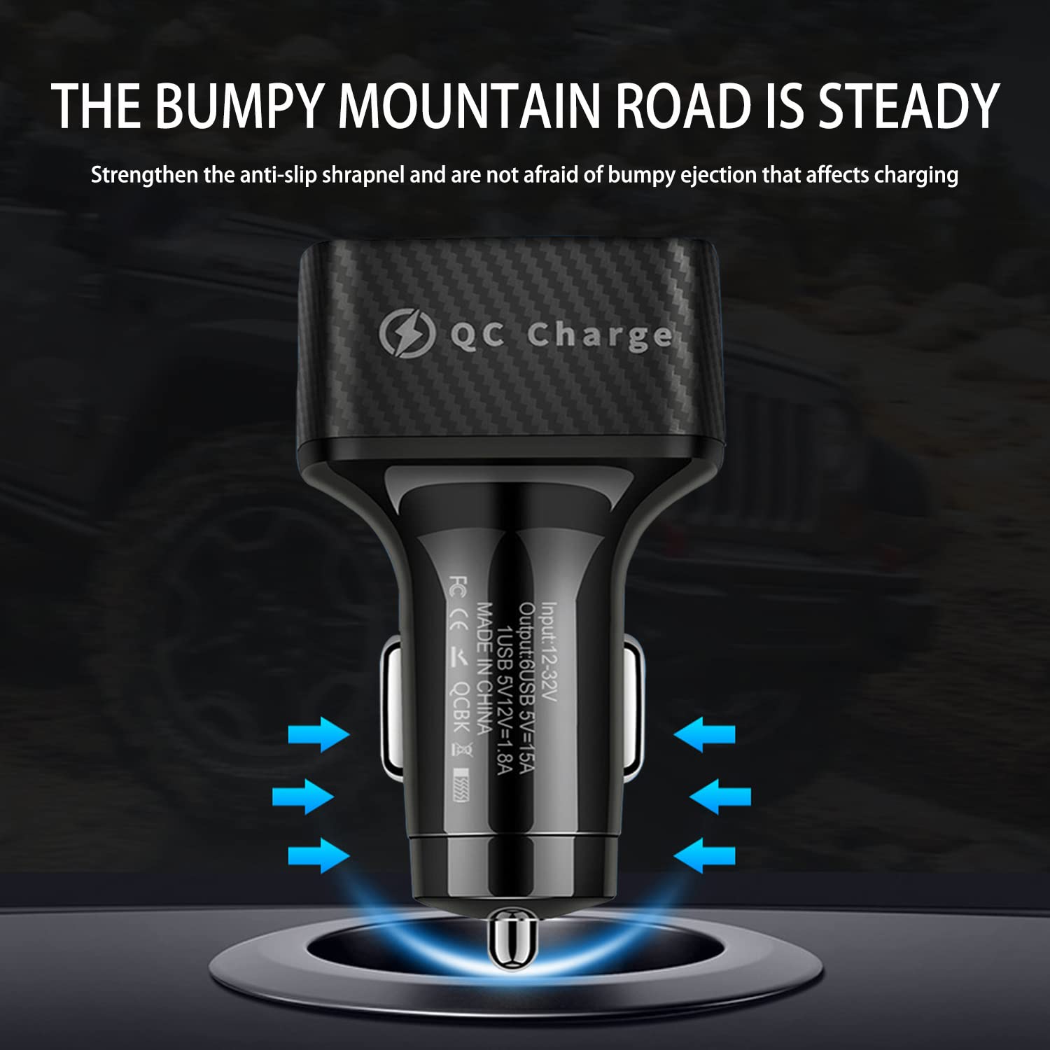 6-Port USB QC3.0 Fast Car Charger Adapter - Multi-Port Phone Charger with LED Display for iPhone, Android & Smart Devices | Universal Vehicle Accessory for Cars, Trucks & SUVs | Perfect for Road Trips, Commuting & Family Travel (Black)