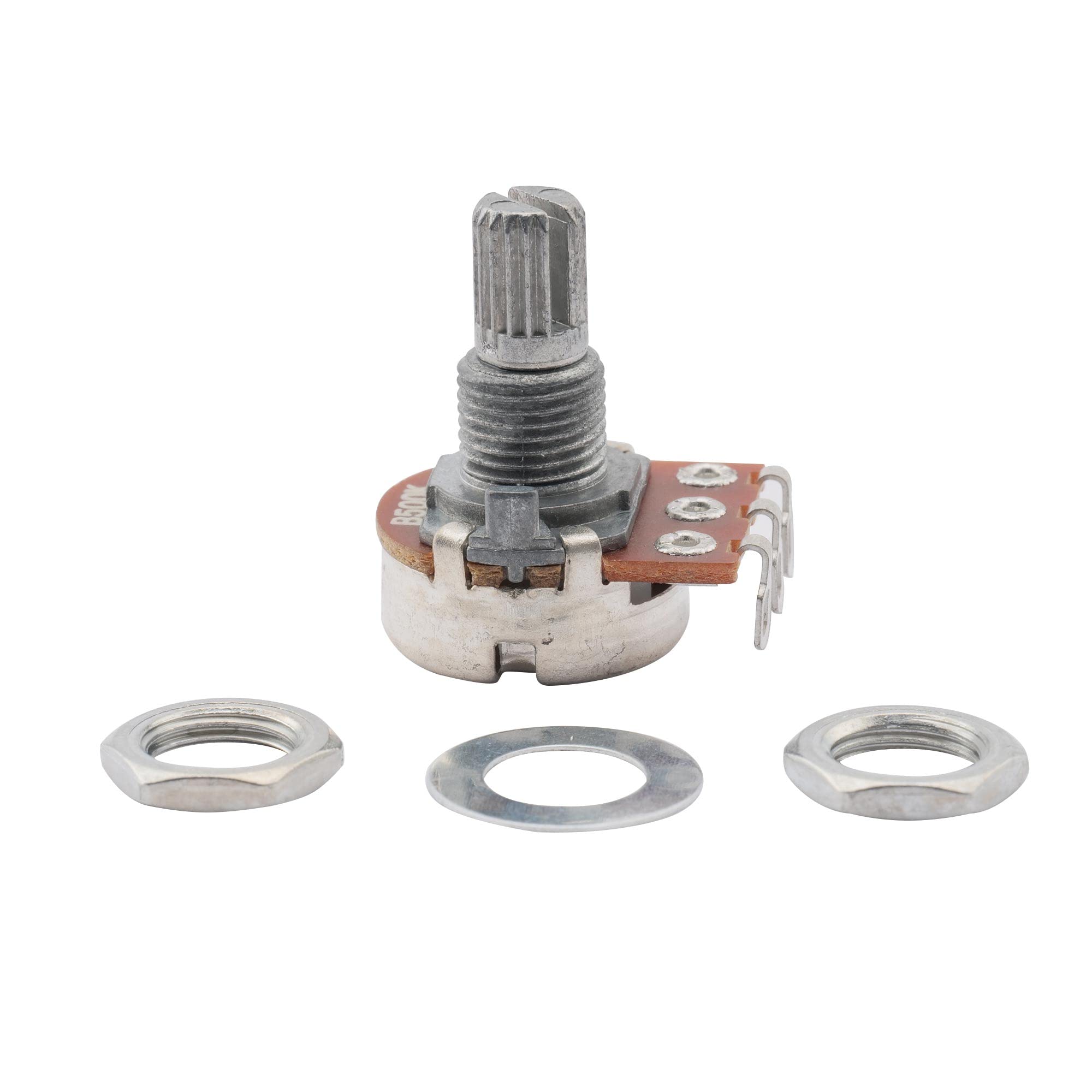 Musiclily 15mm 500K Short Split Shaft Linear Taper Potentiometer - Mini Guitar Volume/Tone Control Pots (Pack of 2) - Perfect for Electric Guitar, Bass & DIY Audio Projects