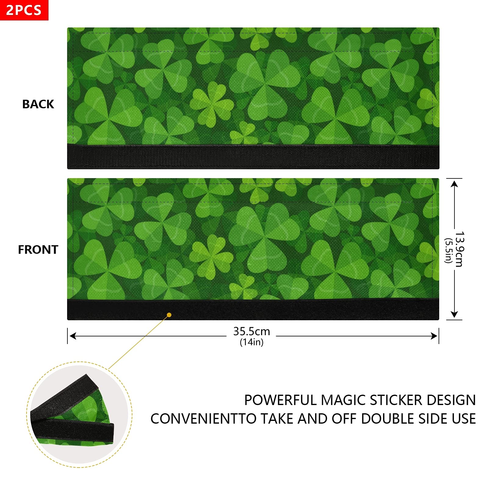 St. Patrick's Day Clover Refrigerator Handle Covers - Set of 2 Shamrock Green Leaf Kitchen Appliance Decor for Fridge, Oven & Dishwasher - Perfect for Irish-Themed Parties & Home Decor