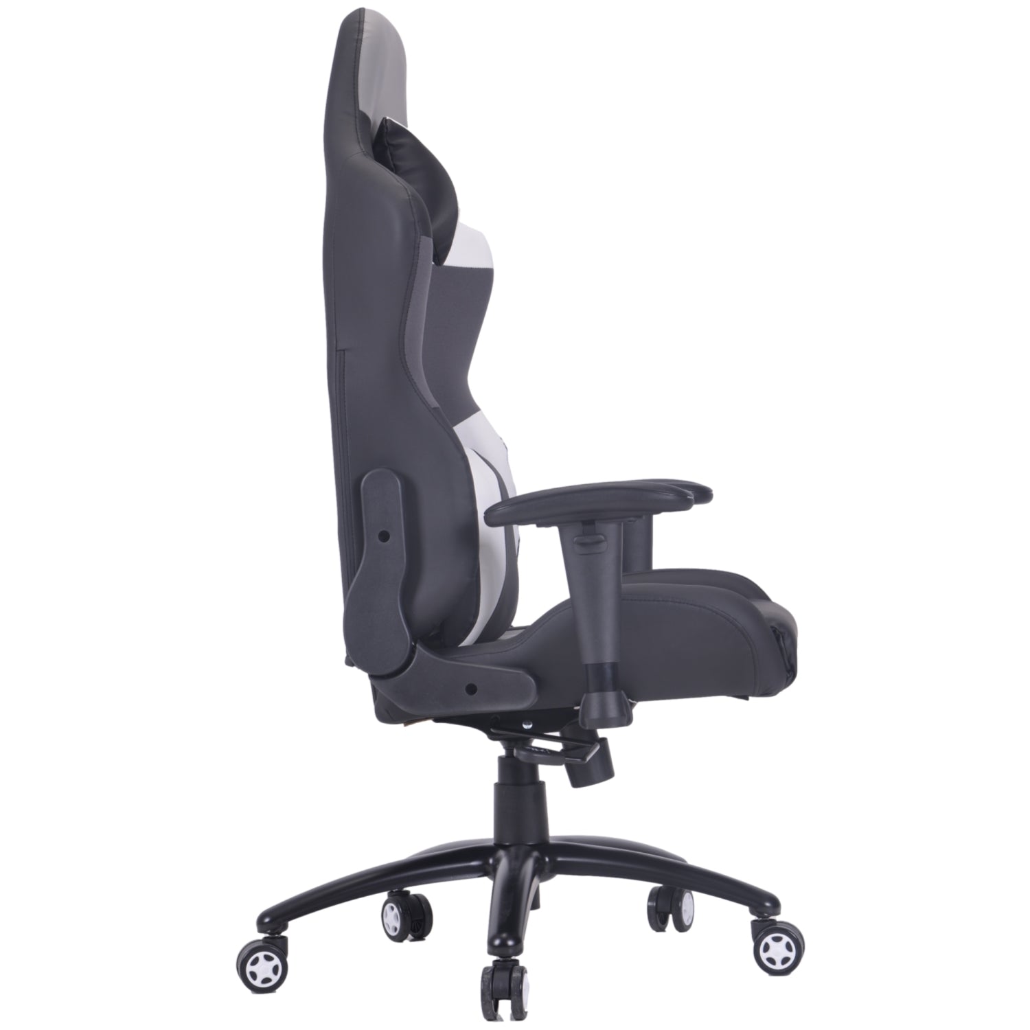 PRO X Series 77D09 Gaming Chair - Ergonomic Racing Style with Adjustable Lumbar Support (Black/Grey/White) - Perfect for PC Gaming, Office Work & Esports Tournaments