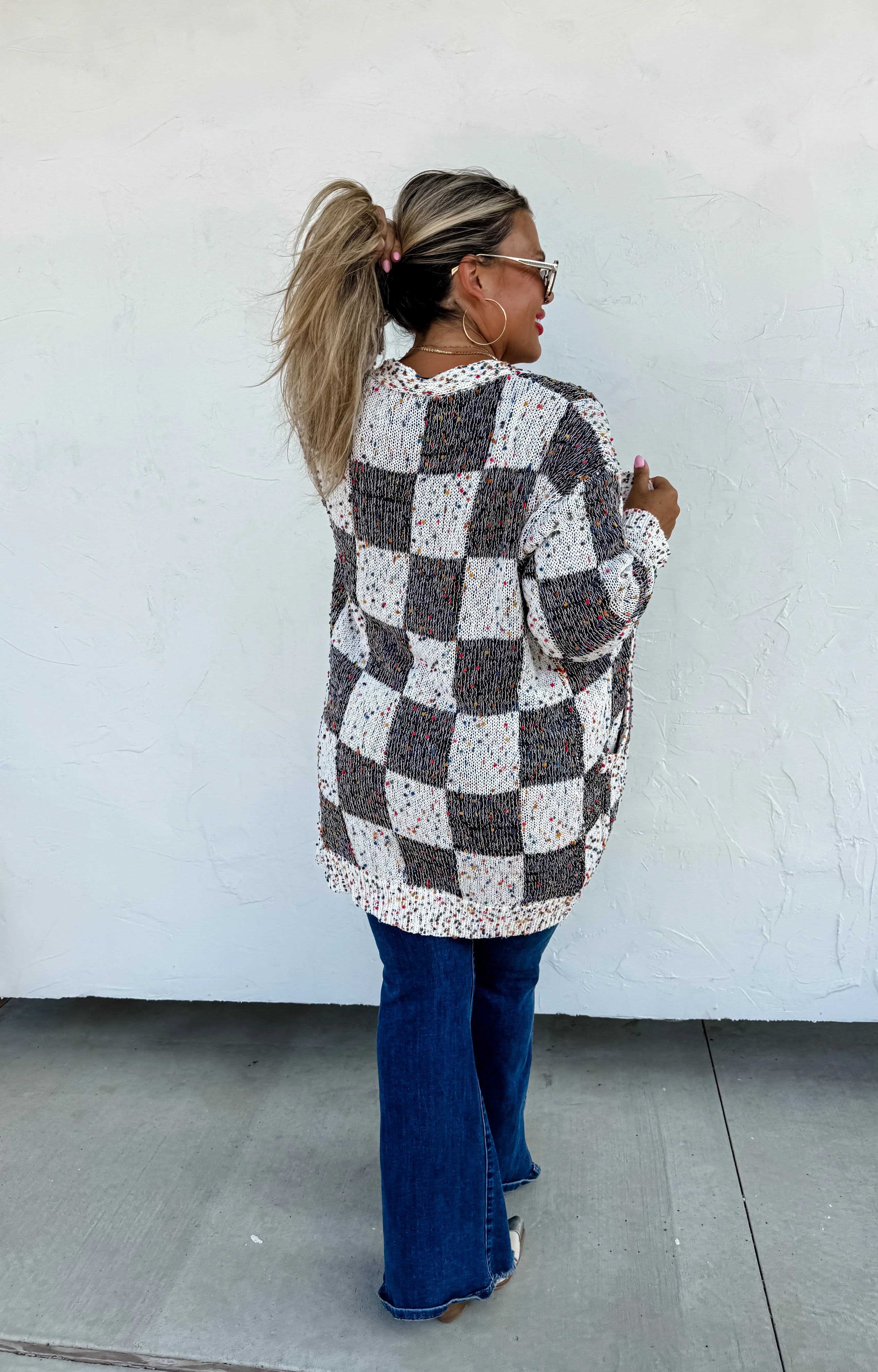 PREORDER: Stylish Checkered Miley Dot Cardigan for Women - 4 Trendy Colors | Perfect for Casual Outfits, Office Wear & Cozy Evenings