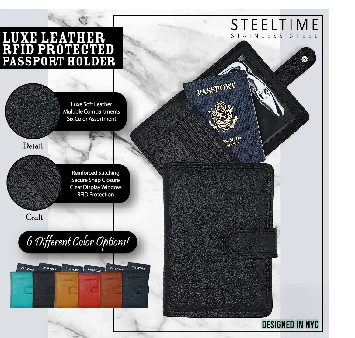 RFID Blocking Leather Passport Holder & Vaccine Card Wallet - Dark Brown Travel Organizer for Secure Document Protection | Perfect for Airports, Vacations, and International Trips