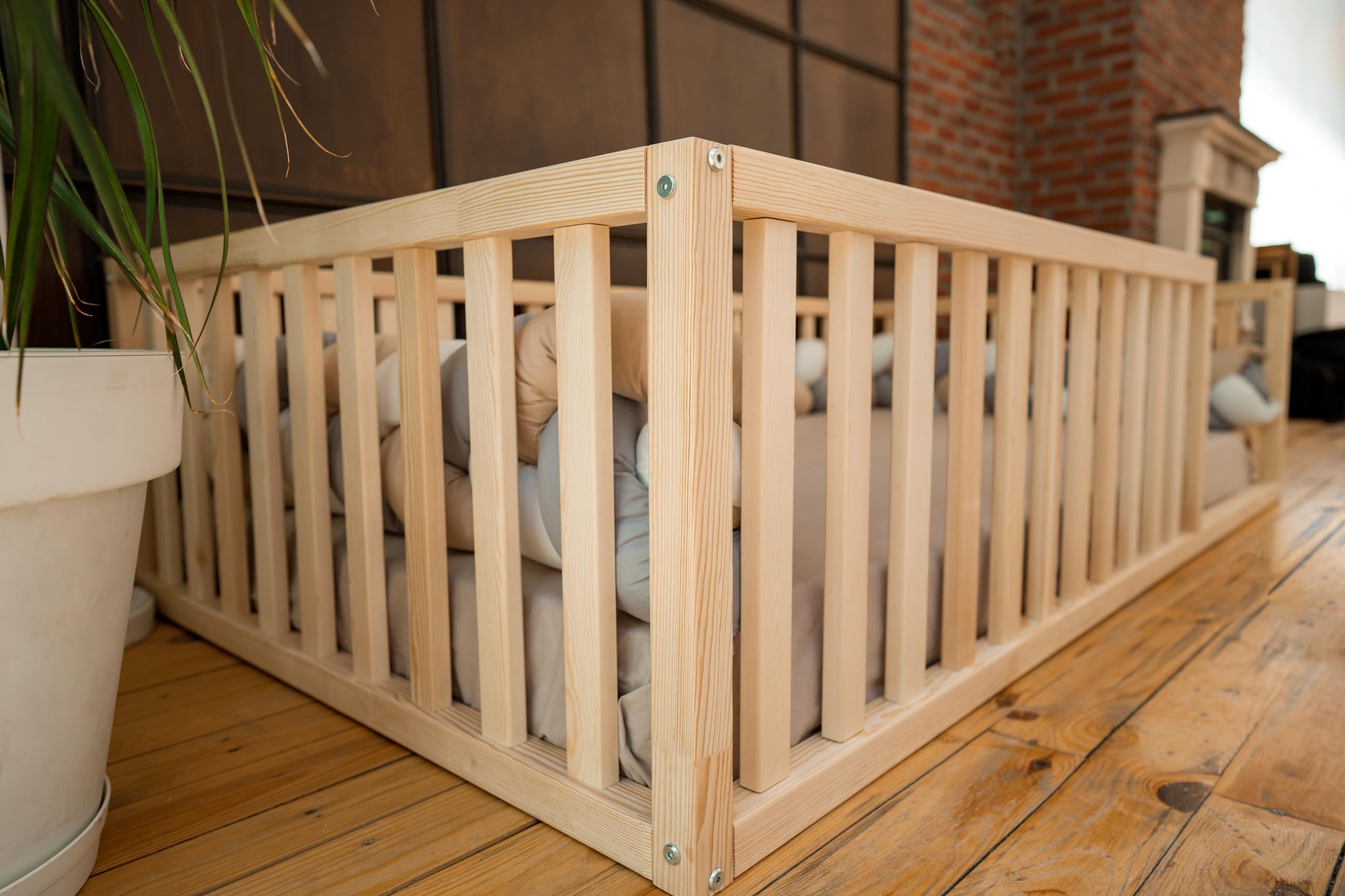 Montessori Floor Bed for Toddlers - 52x27.5 Inch Small Wooden Bed Frame with 18.9