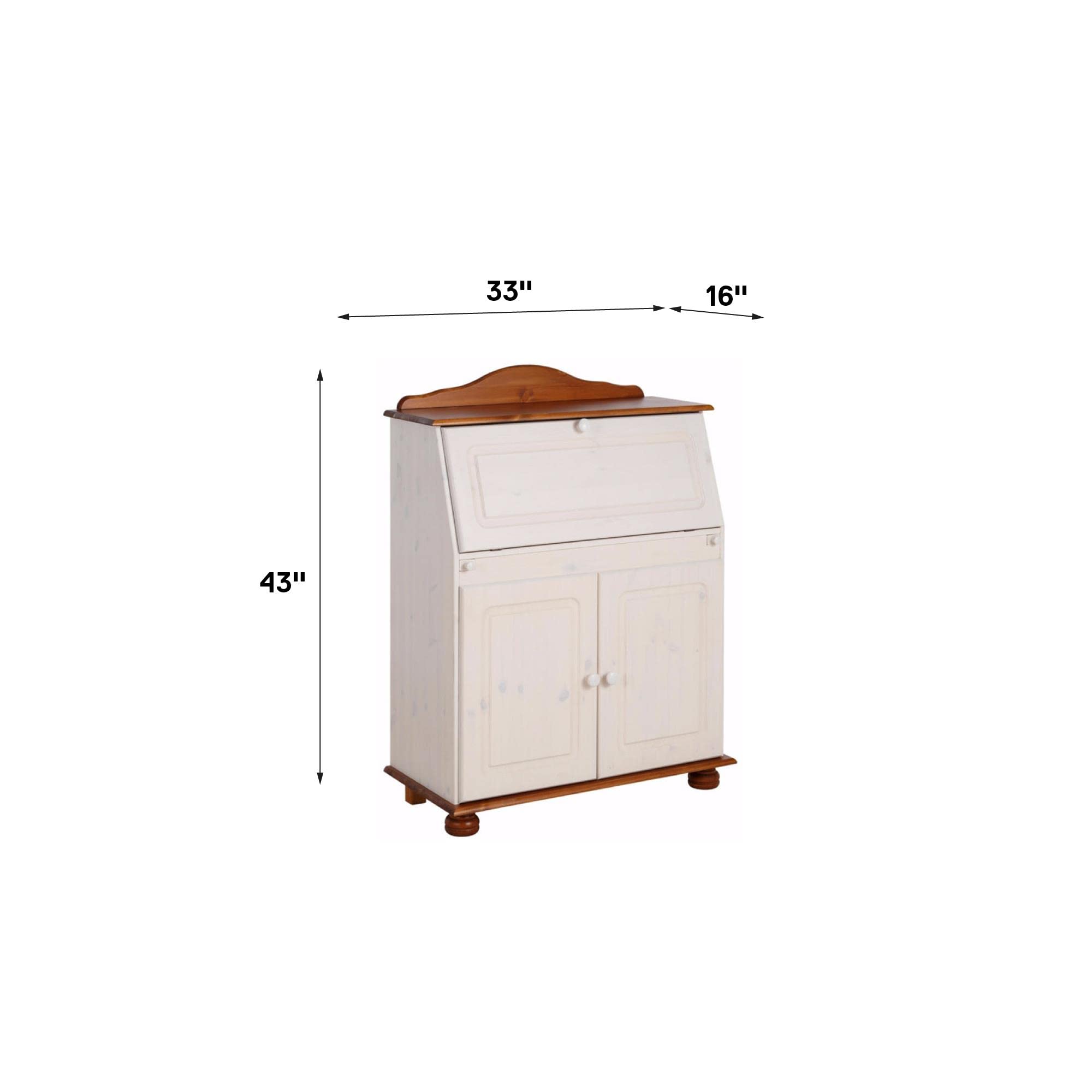 REALROOMS Chester Solid Wood Storage Desk with Bottom Closed Storage Cabinet - White & Honey Finish | Home Office, Study Room, Dormitory Furniture for Organization & Workspace