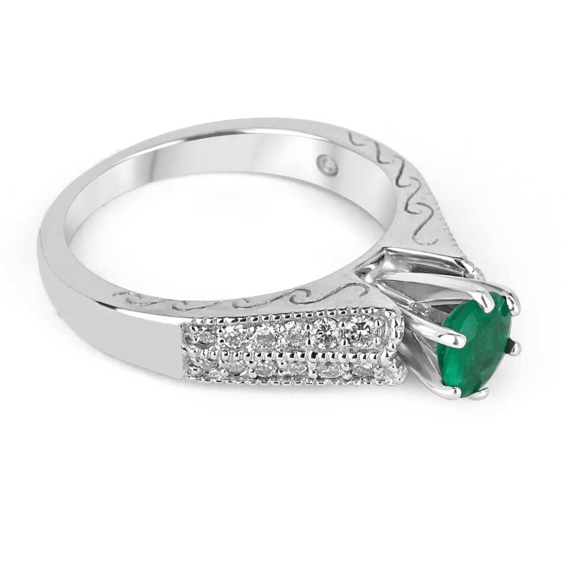0.93 Carat Colombian Emerald & Diamond Double Row Engagement Ring in 14K Gold - Perfect for Proposals, Anniversaries & Special Occasions