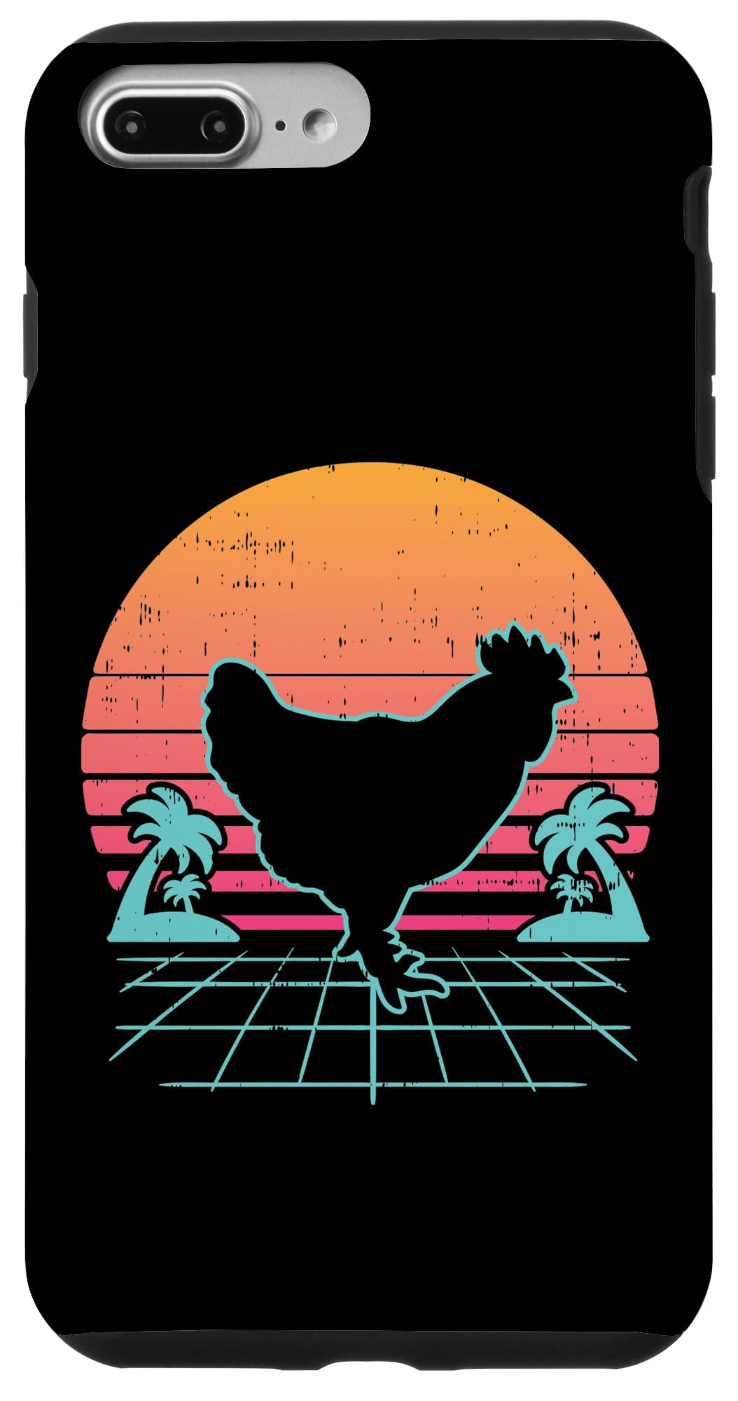 iPhone 7 Plus/8 Plus Case - Vintage Chicken Vaporwave Aesthetic Retro Farm Animal Design - Perfect Farmer Gift & Unique Phone Cover for Country Lovers, Rural Lifestyle