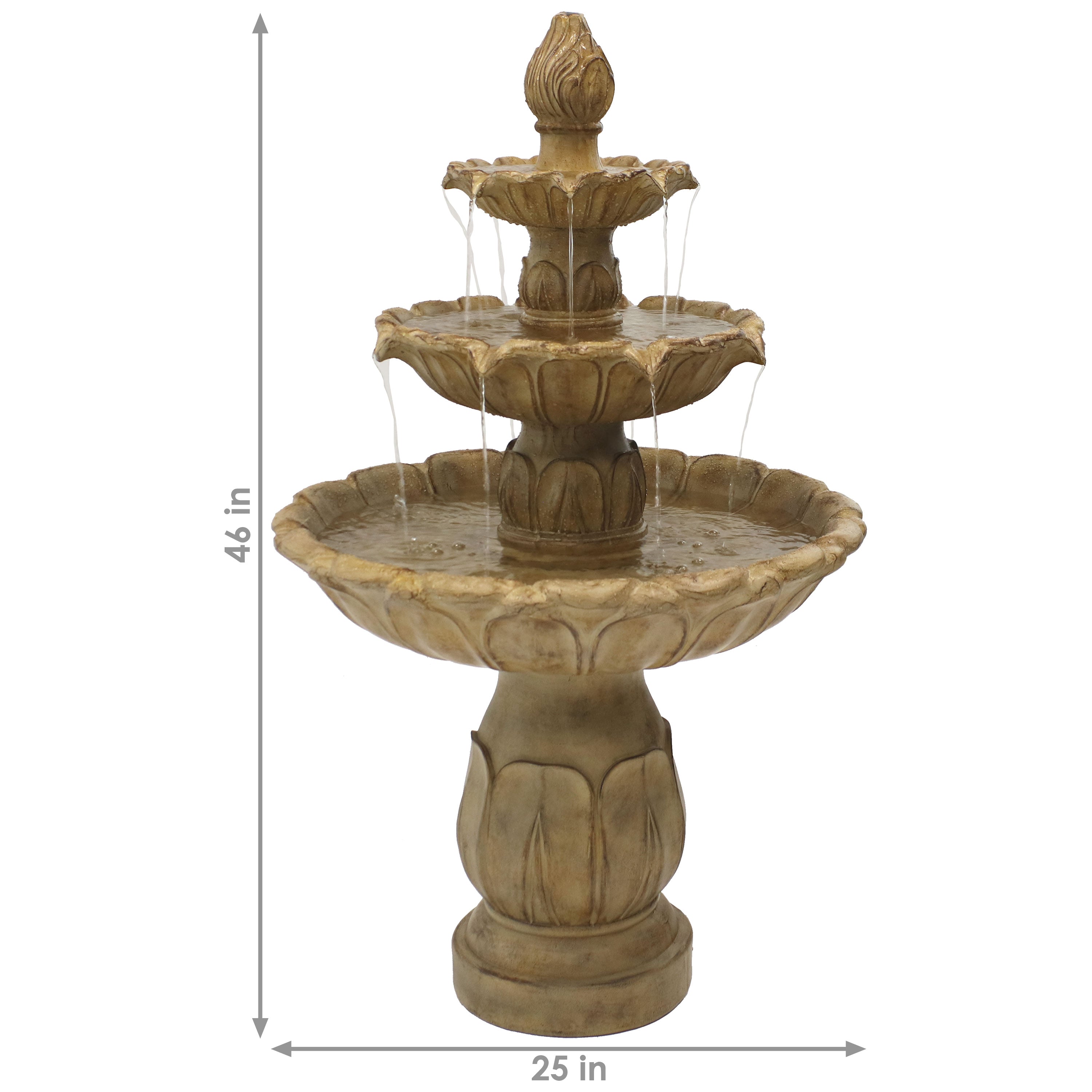 Sunnydaze Classic 3-Tier Tulip Outdoor Water Fountain - Garden Decor, Patio, Yard, and Backyard Relaxation
