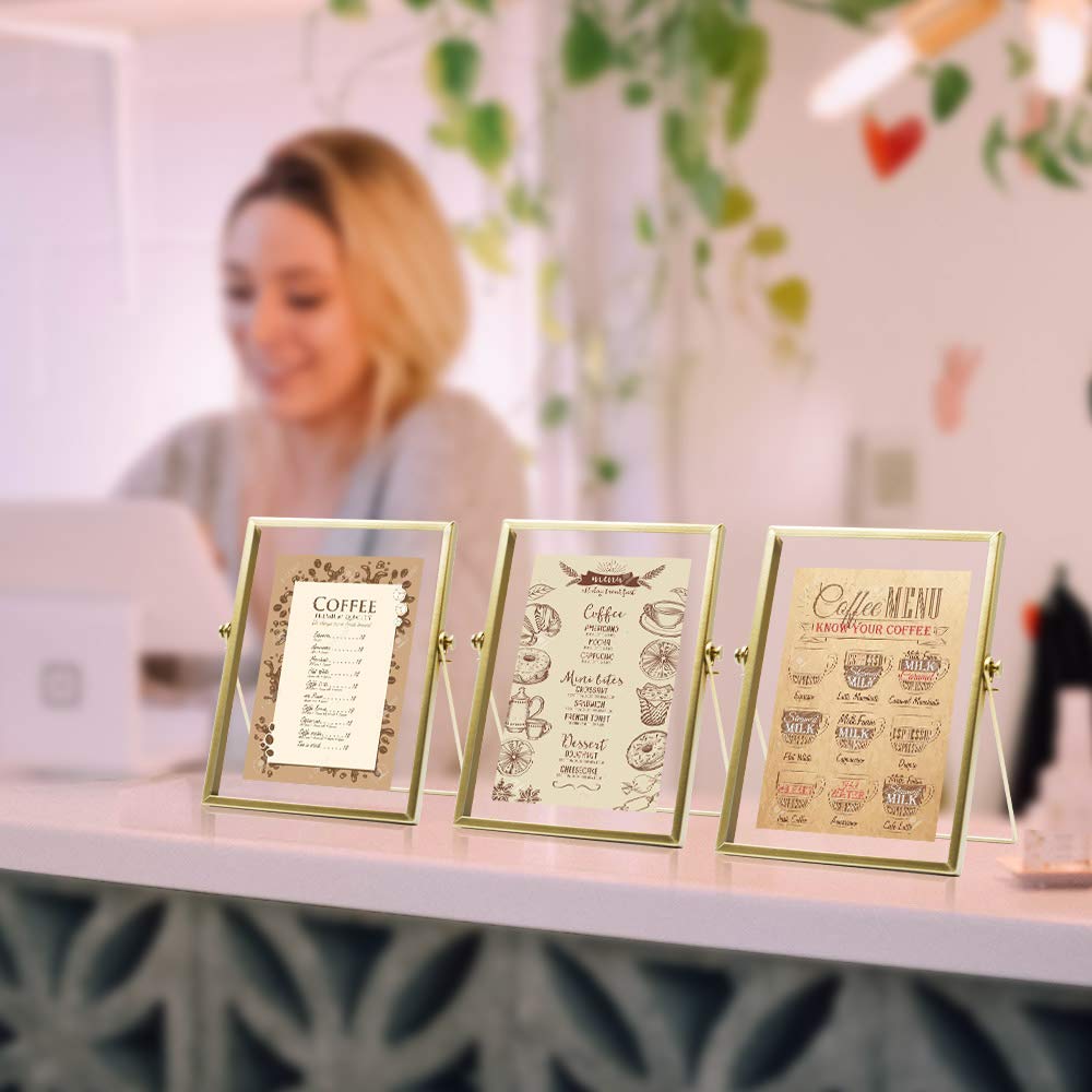 AceList Gold Metal Photo Frames 4x6 - Set of 3 for Tabletop Display