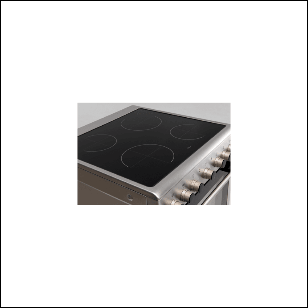 Euro Appliances EV600EESX 60cm Stainless Steel Electric Freestanding Oven with 4 Burners - Perfect for Baking, Roasting & Cooking Family Meals in Modern Kitchens