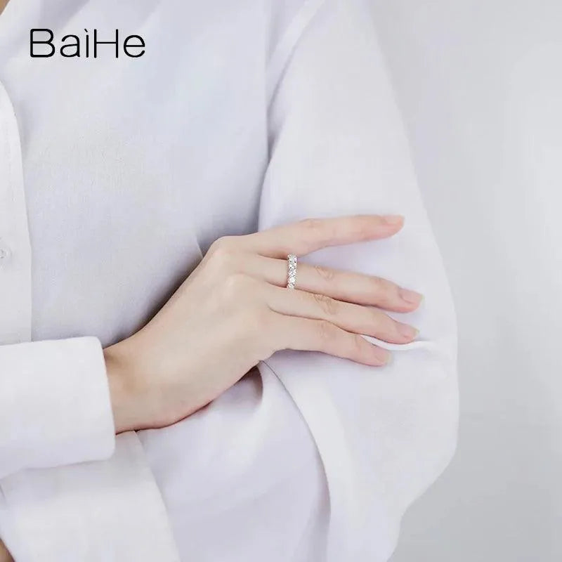 BAIHE 14K White Gold 1 Carat H/SI Natural Diamond Ring for Women & Men - Wedding, Engagement Gift, Fine Jewelry - Perfect for Proposals, Anniversaries & Special Occasions