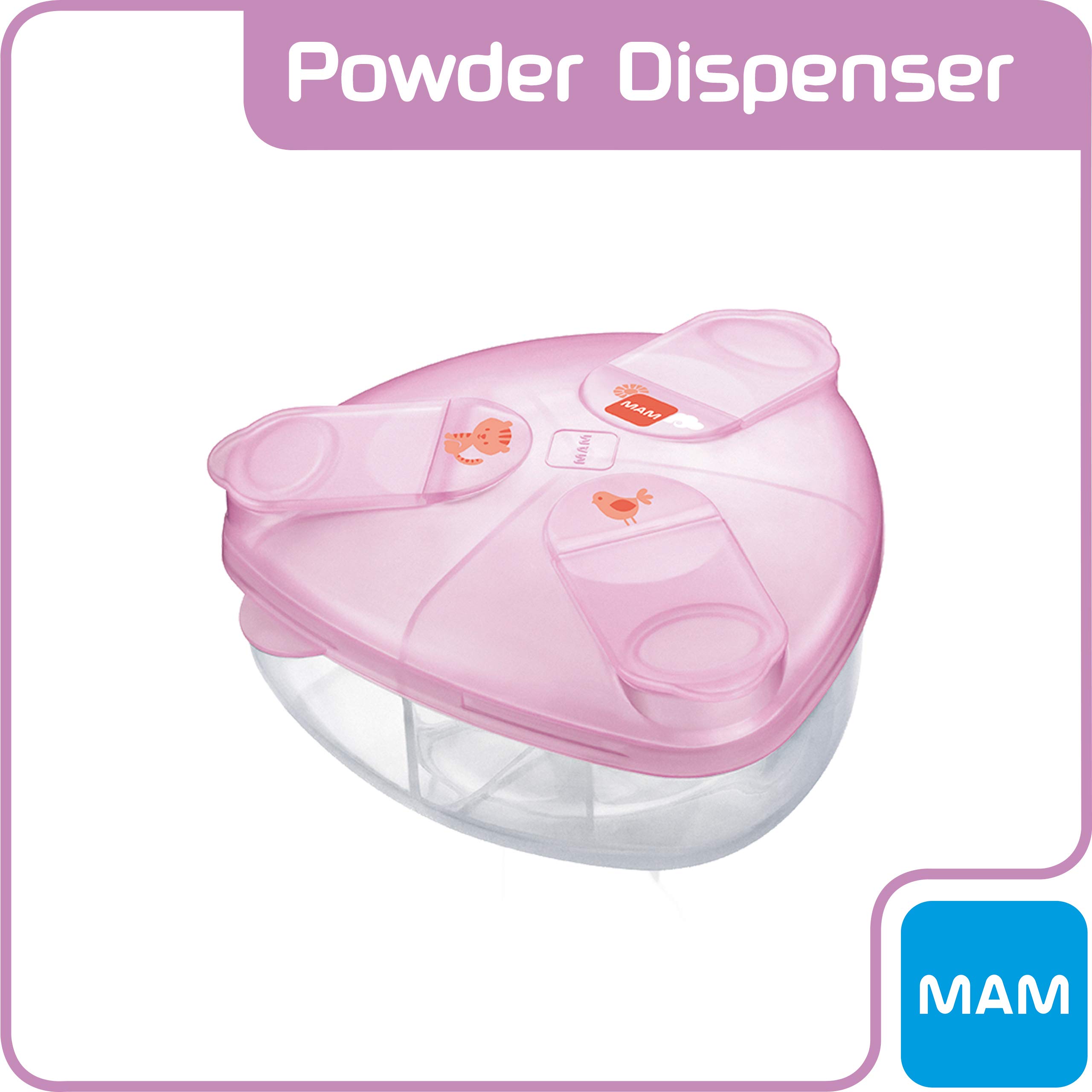 MAM Baby Formula Dispenser - Portable Milk Powder Container Holds 40g per Serving (3 Servings Total) - Pink Powder Storage Box for Travel, Daycare & On-the-Go Feeding (Designs May Vary)