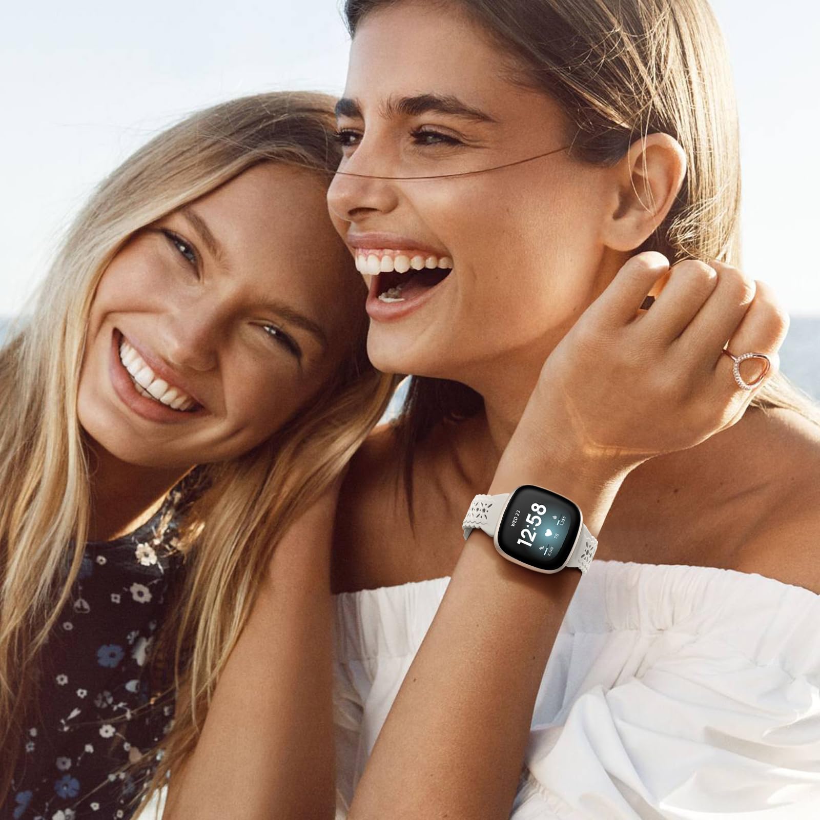 Dirrelo Soft Silicone Hollow-Out Sport Strap Replacement Band for Fitbit Versa 3/4, Sense & Sense 2 - Ultra-Thin Breathable Wristband for Women - Perfect for Workouts, Running & Everyday Wear