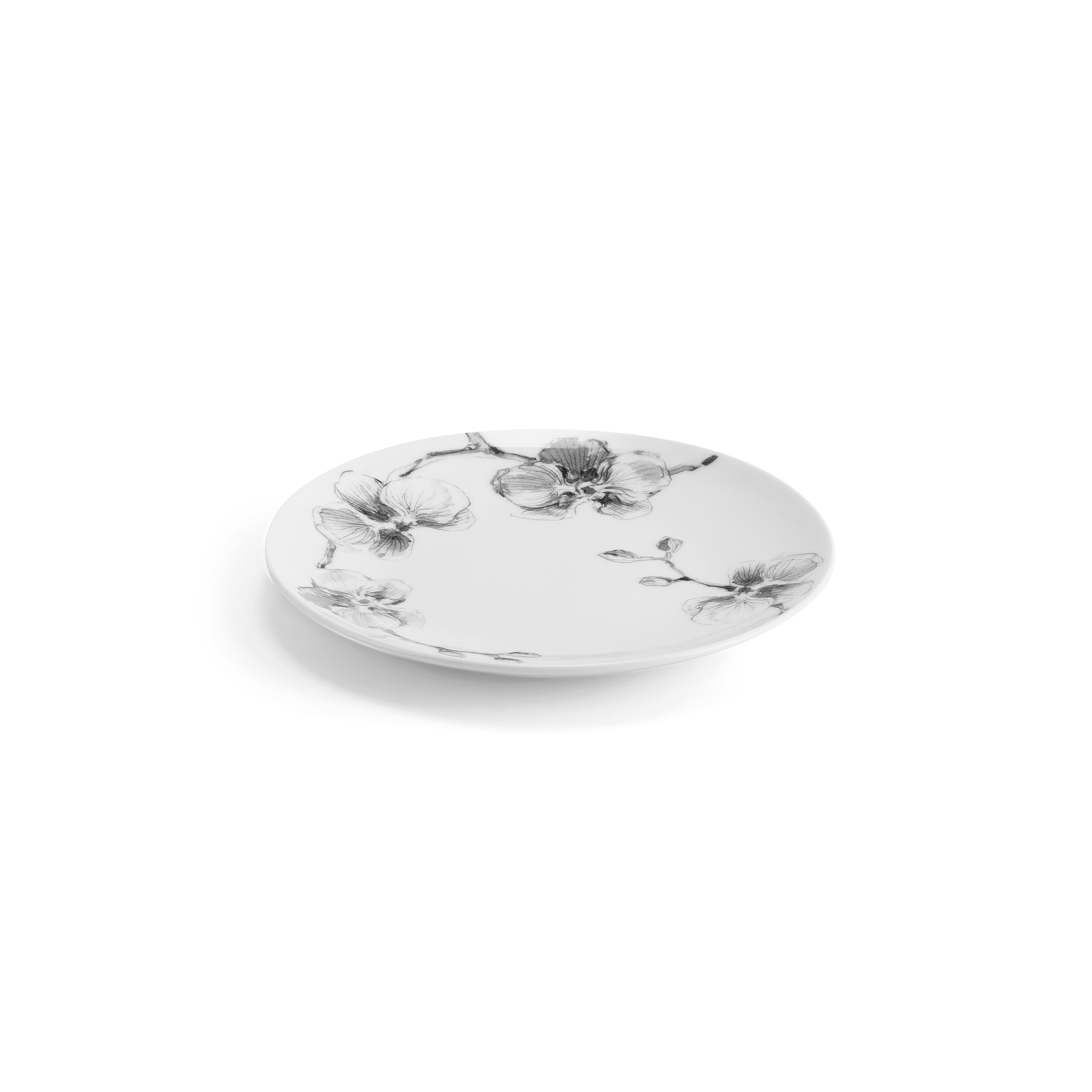 Elegant Black Orchid Tidbit Plate Set - 4-Piece Appetizer Serving Dishes for Parties, Weddings & Home Decor