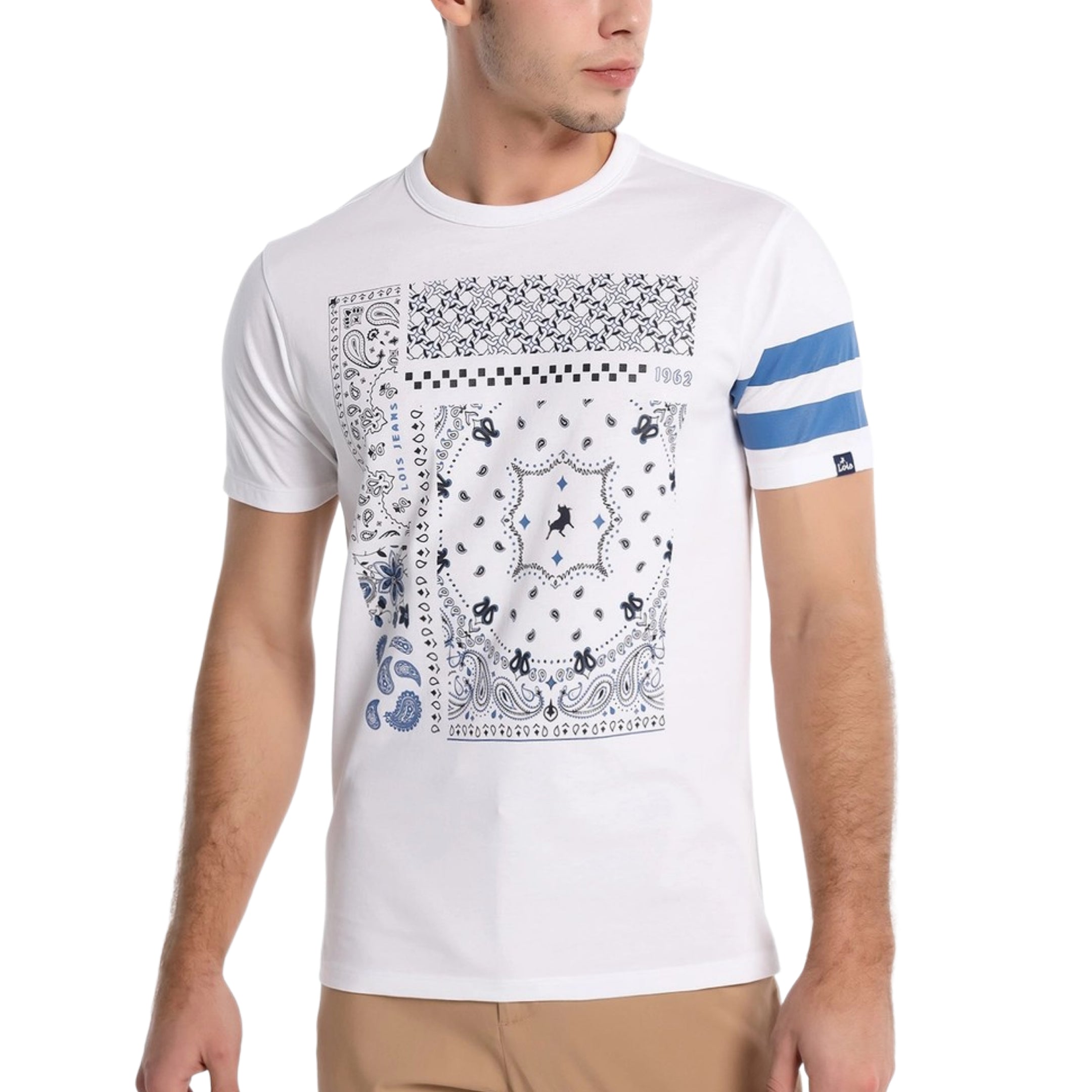 Lois Graphic Cotton T-Shirt for Women - Soft White Crewneck Tee - Casual Streetwear & Everyday Comfort