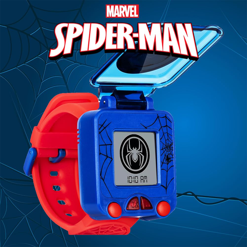 Accutime Marvel Spider-Man Digital Watch for Kids - Educational Learning Watch with Timer, Stopwatch, Alarm & Games - Red Strap for Boys & Girls Ages 3+ | Perfect for School, Playtime & Superhero Adventures