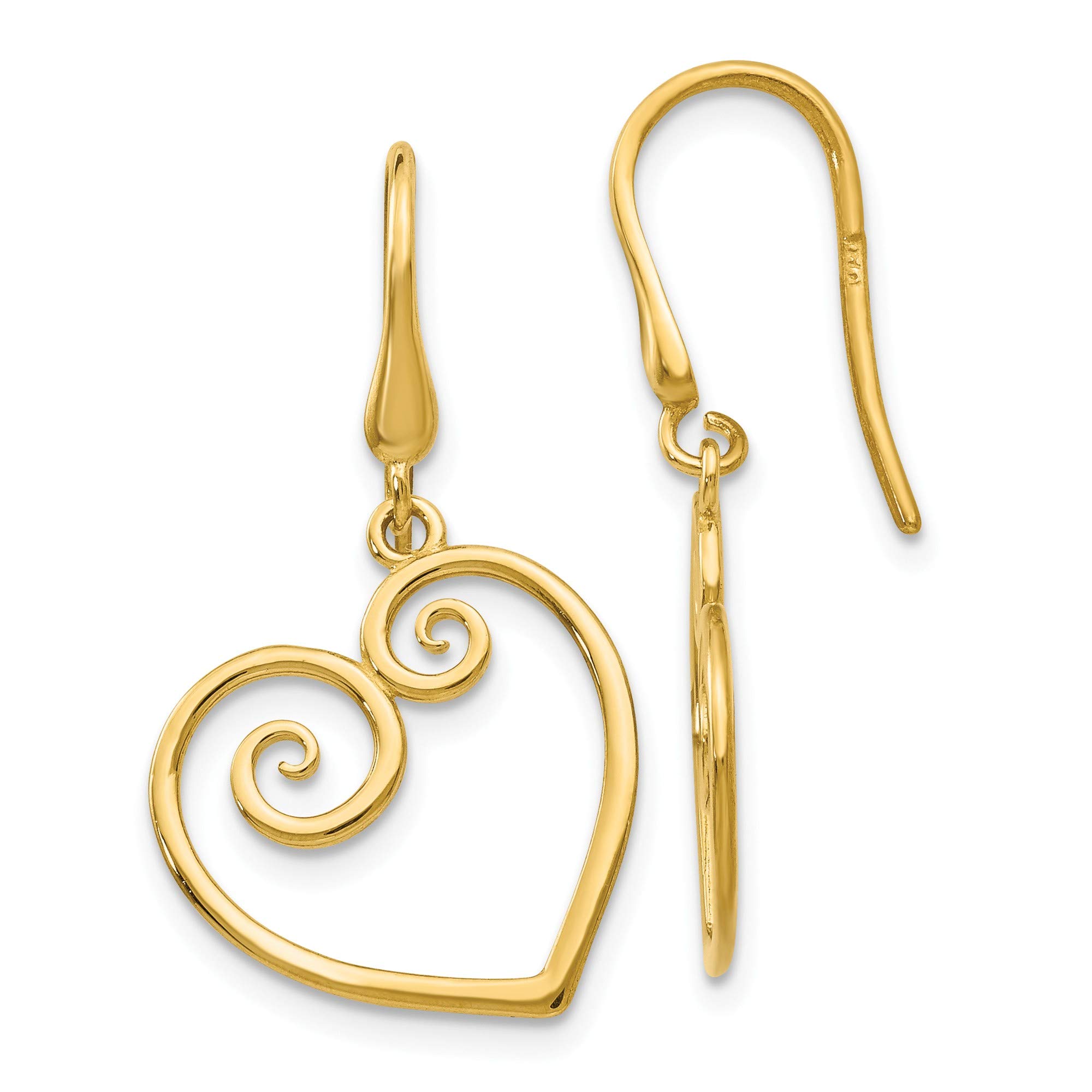 14K Yellow Gold Heart Dangle Shepherd Hook Earrings for Women - Valentine's Day Gift, Anniversary Jewelry - Perfect for Date Nights, Weddings & Special Occasions