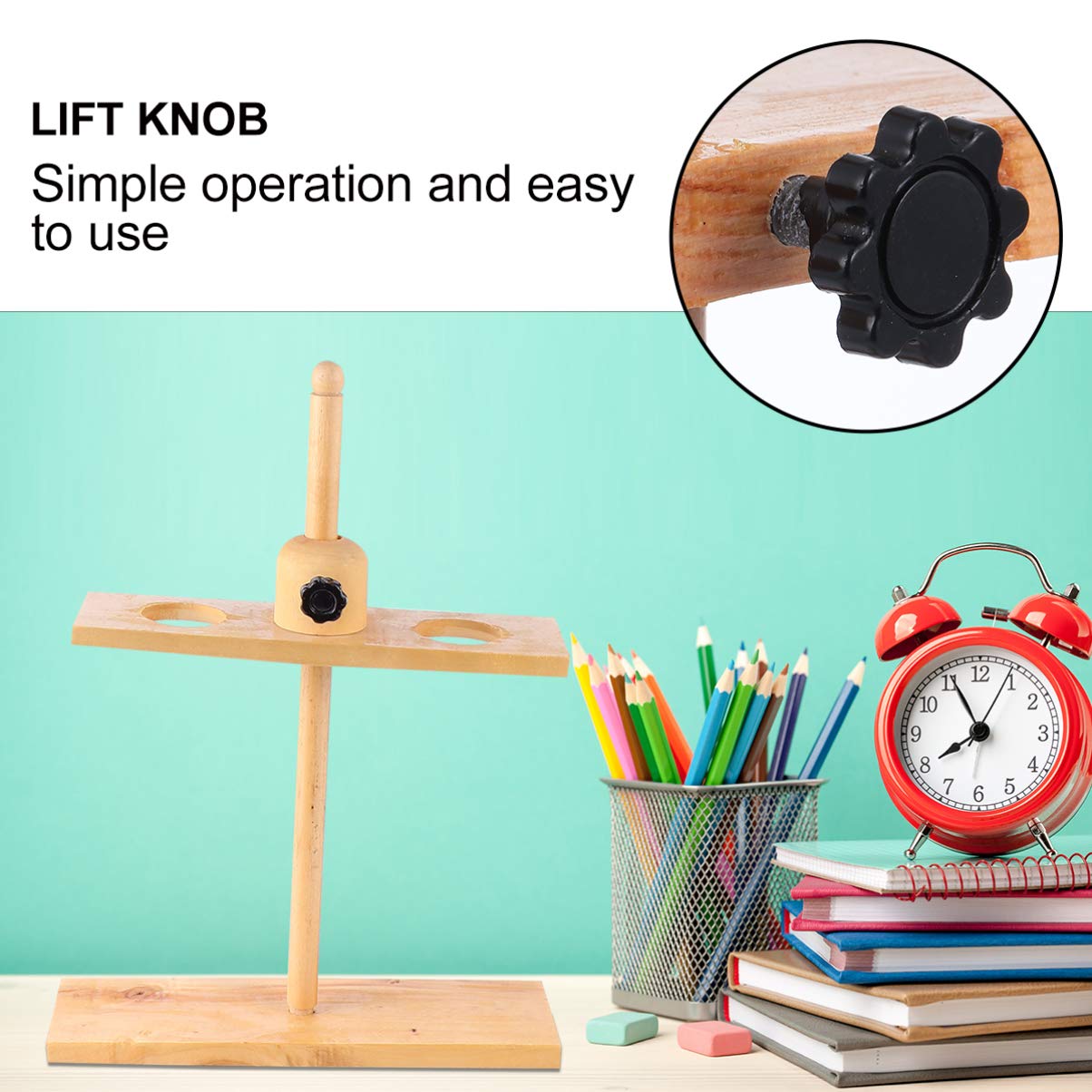 Adjustable Wooden Funnel Stand with 2 Holes - Separation Funnel Support Rack for Chemistry Lab Experiments (Khaki) | Ideal for Distillation, Filtration & Scientific Research