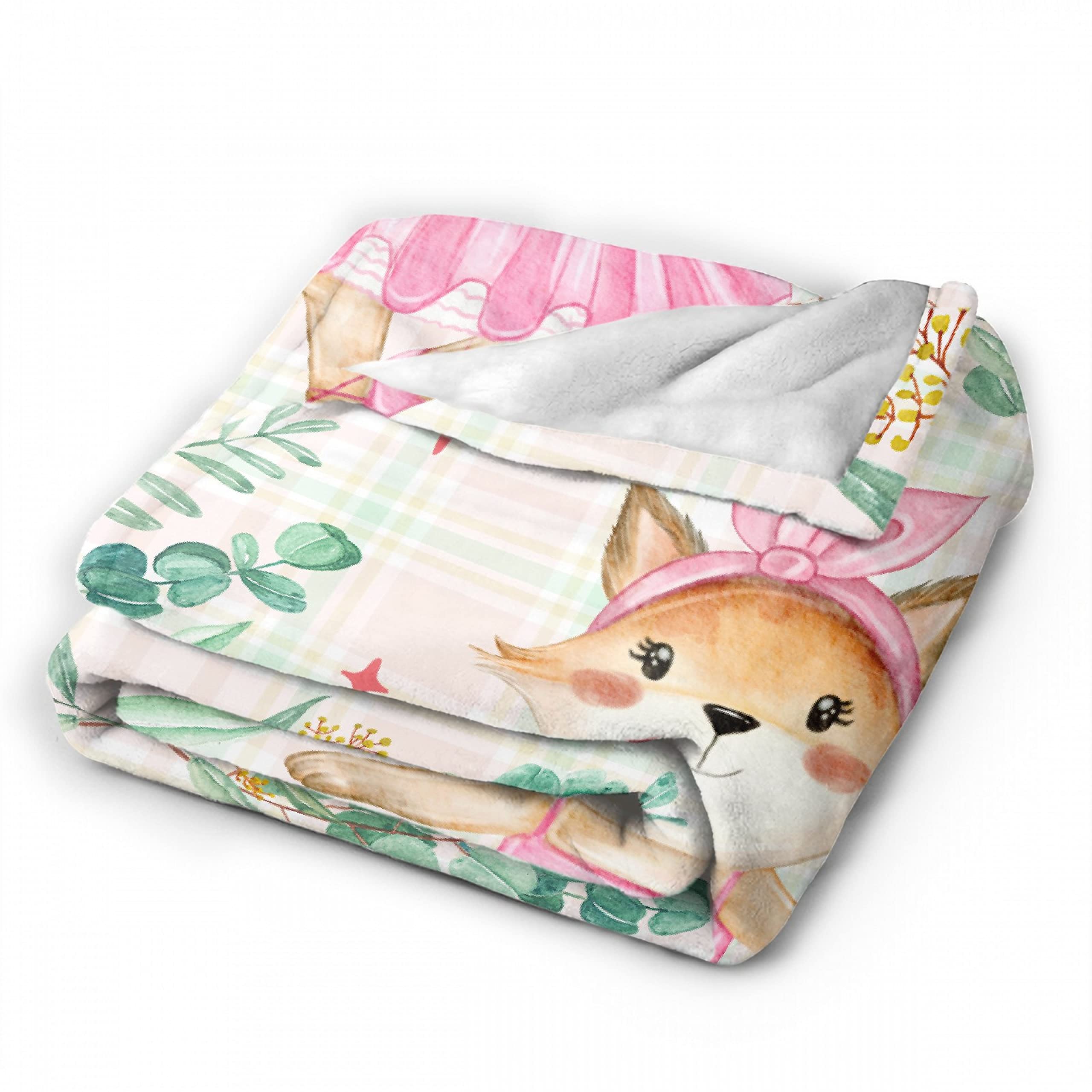 Personalized Baby Blankets for Girls & Boys - Custom Name Embroidered Fox Design - Soft Cozy Fleece Throw Blanket for Newborns - XL Size Baby Shower Gift & Nursery Essential - Perfect for Cuddling, Swaddling & Family Photo Props