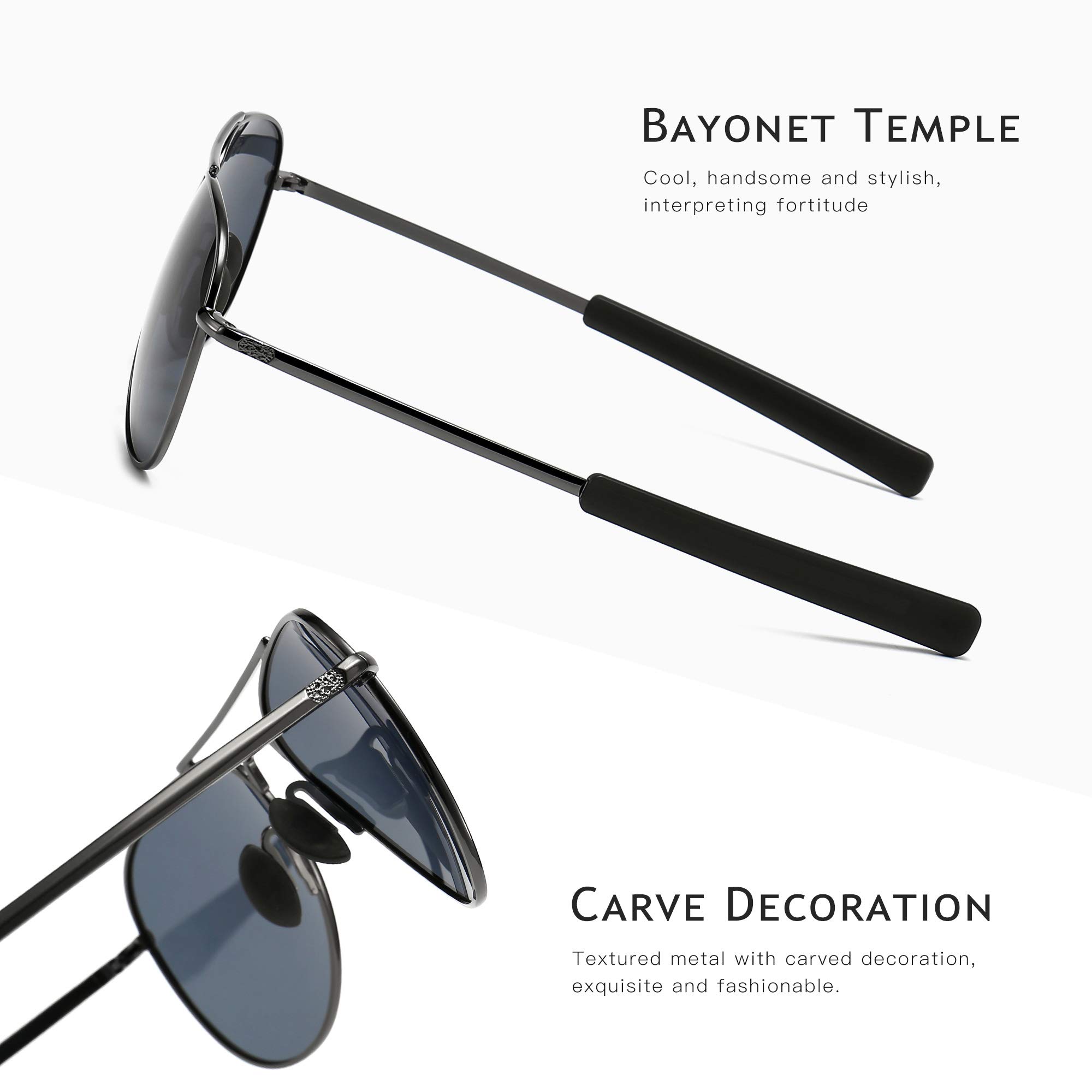 SUNGAIT Polarized Aviator Sunglasses for Men - Military Style, 100% UV400 Protection - Perfect for Driving, Outdoor Sports & Fashion Accessories